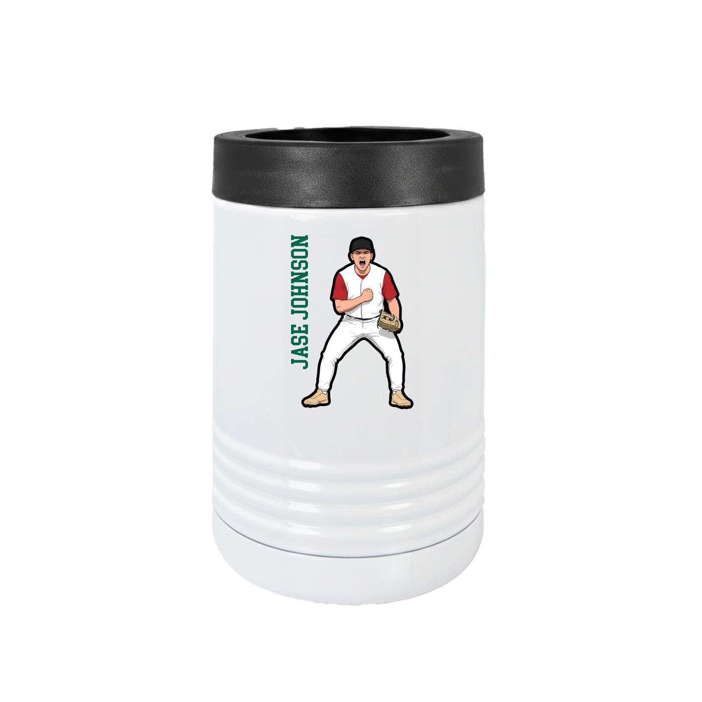 Beverage Holder — Name Vertical in White
