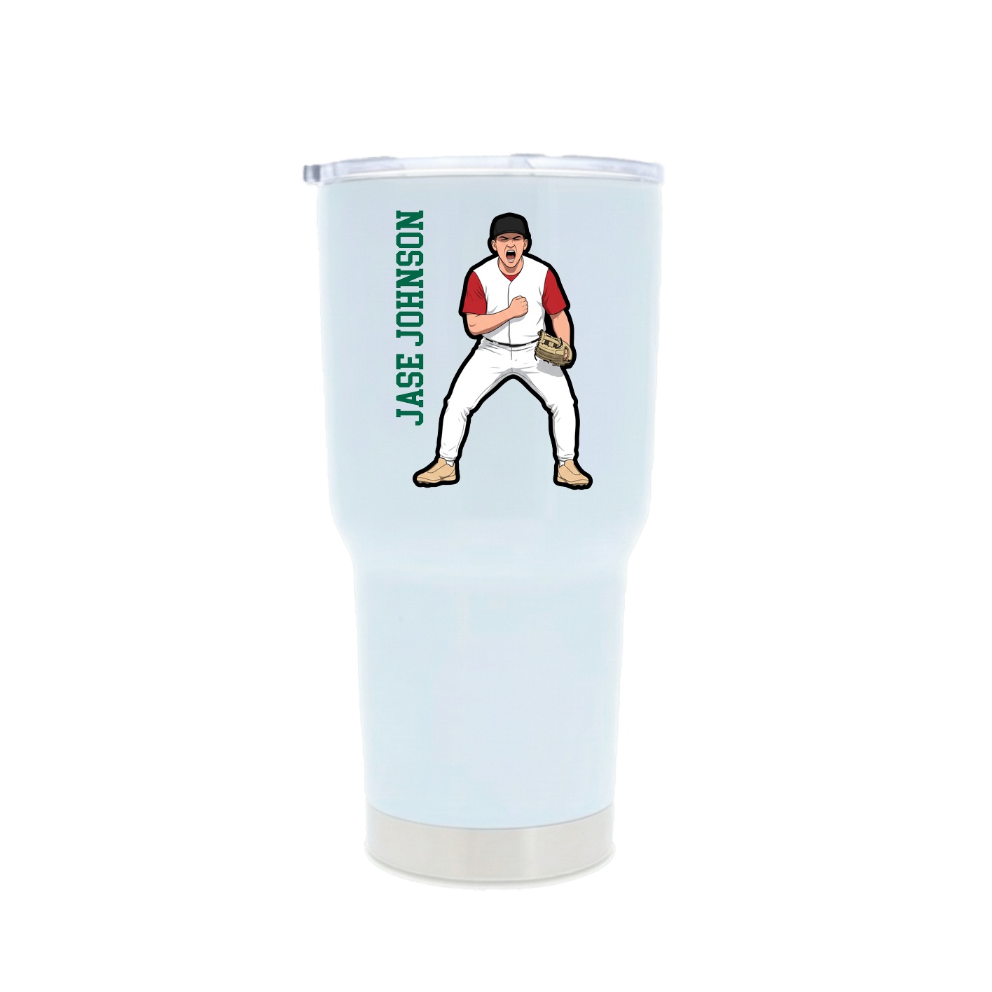 30oz Stainless Steel Tumbler — Name Vertical in White