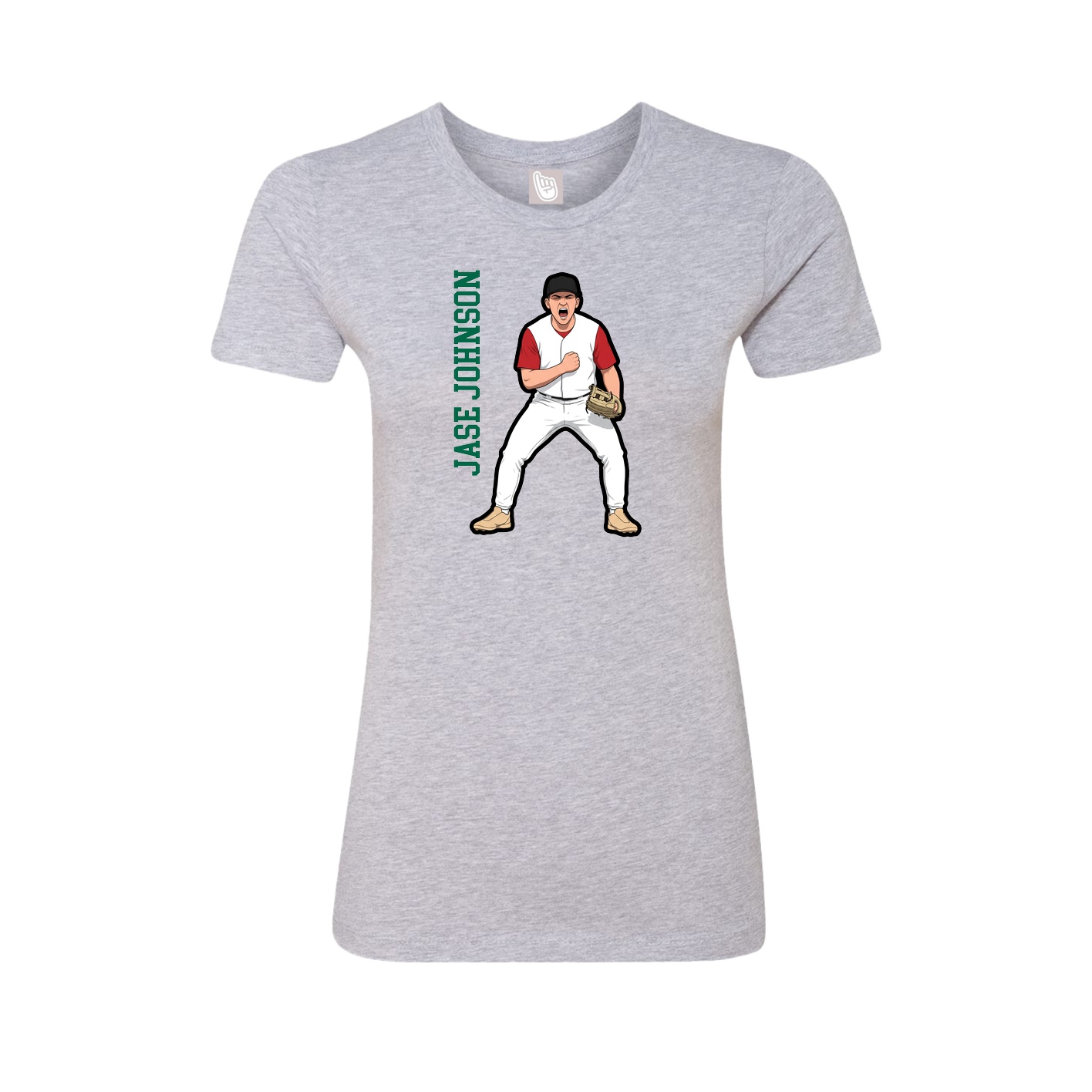 Fitted Women's Tee — Name Vertical in Grey