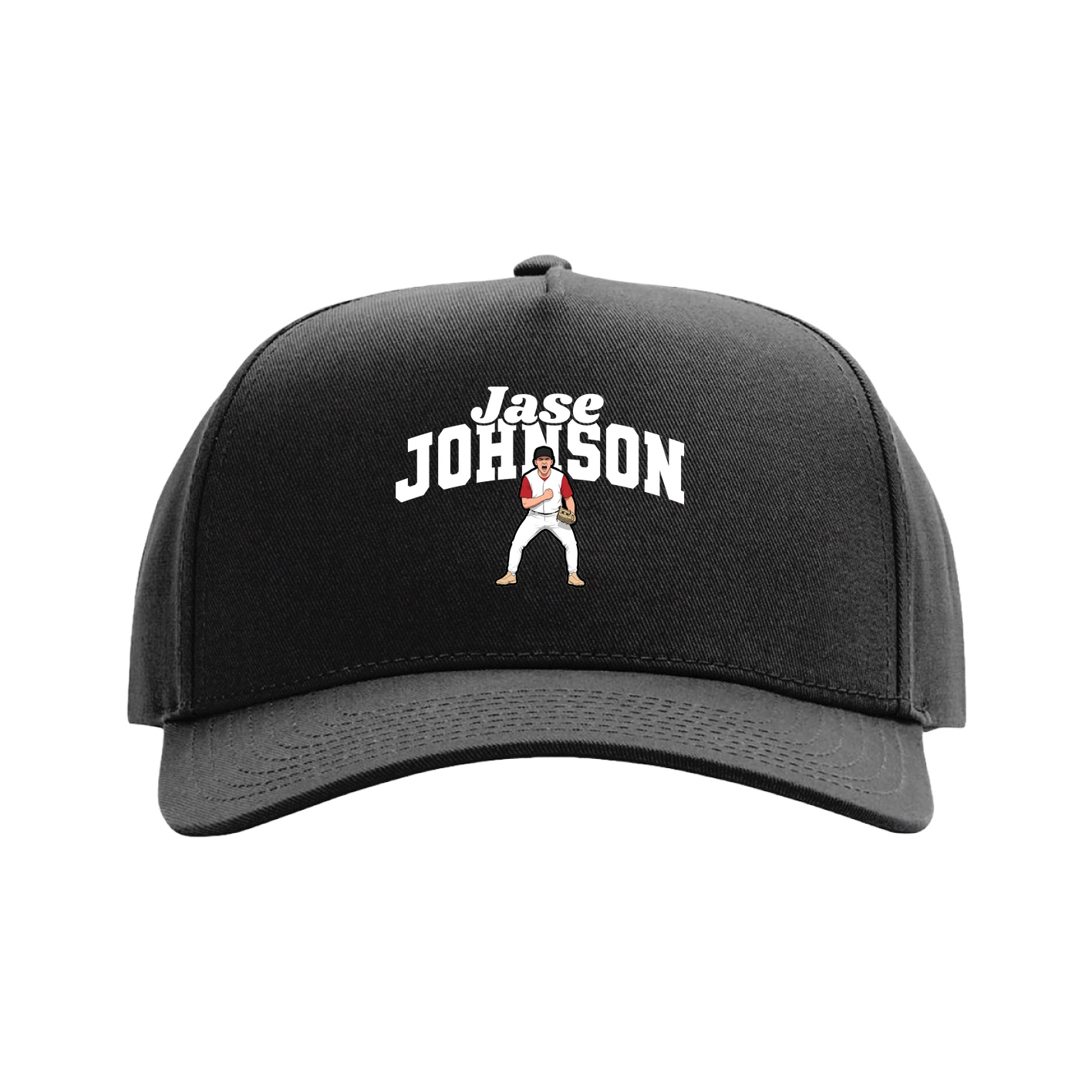 Full Fabric Five-Panel Champ Cap — Signature Arch in Black