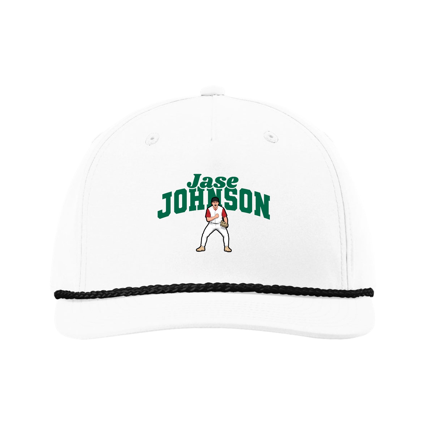 Five-Panel Classic Rope Cap — Signature Arch in White