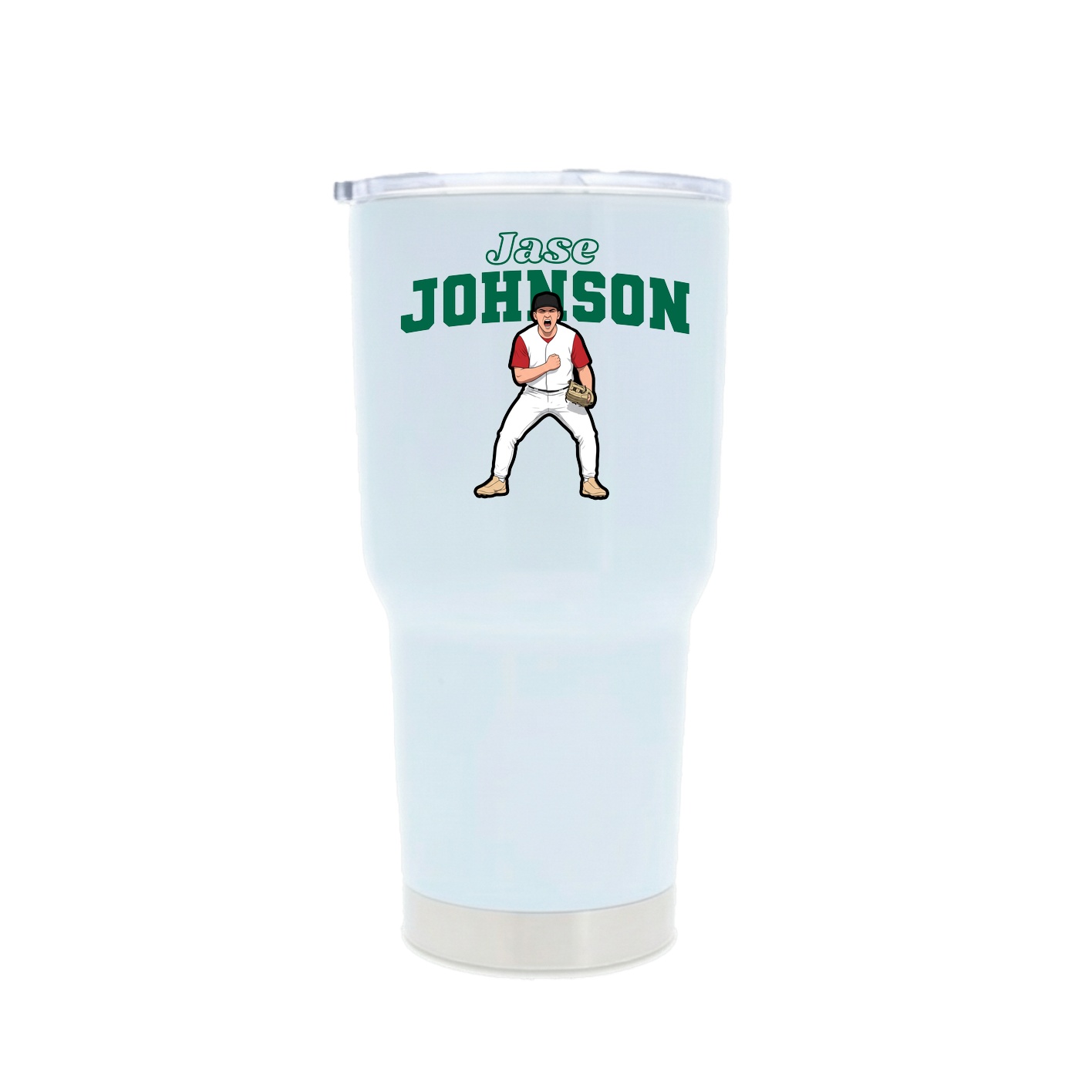 30oz Stainless Steel Tumbler — Name Arch in White