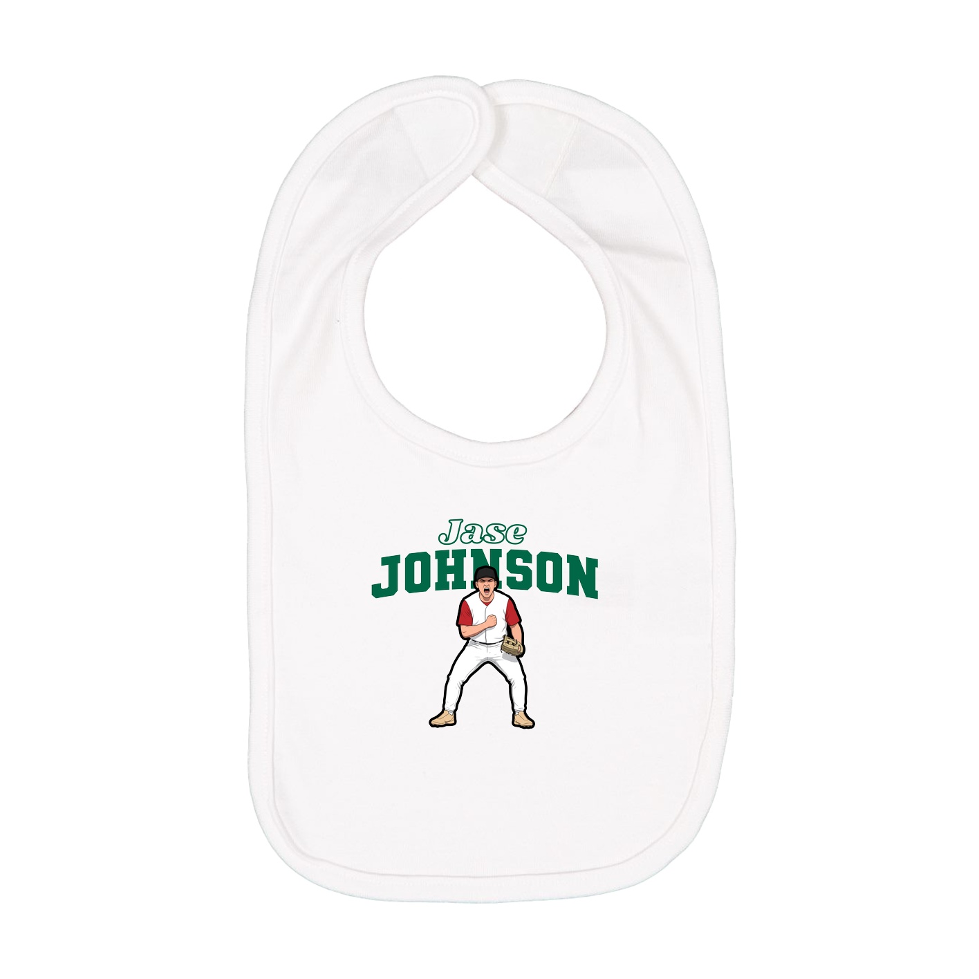 Infant Bib — Name Arch in White