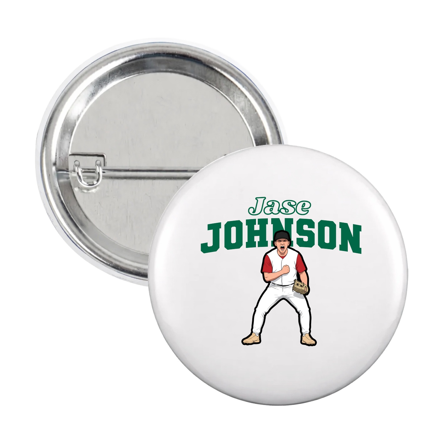 Game Day Button — Name Arch in White