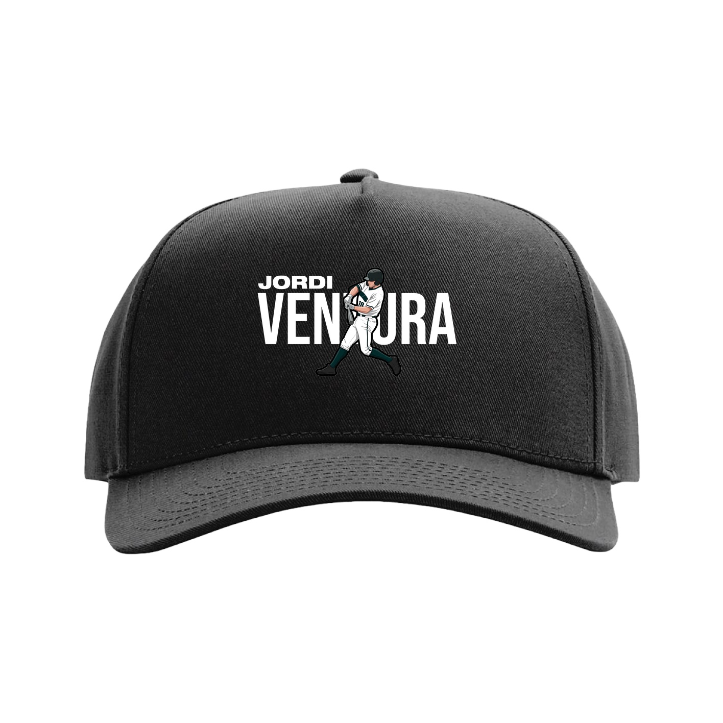 Full Fabric Five-Panel Champ Cap — Player Name in Black