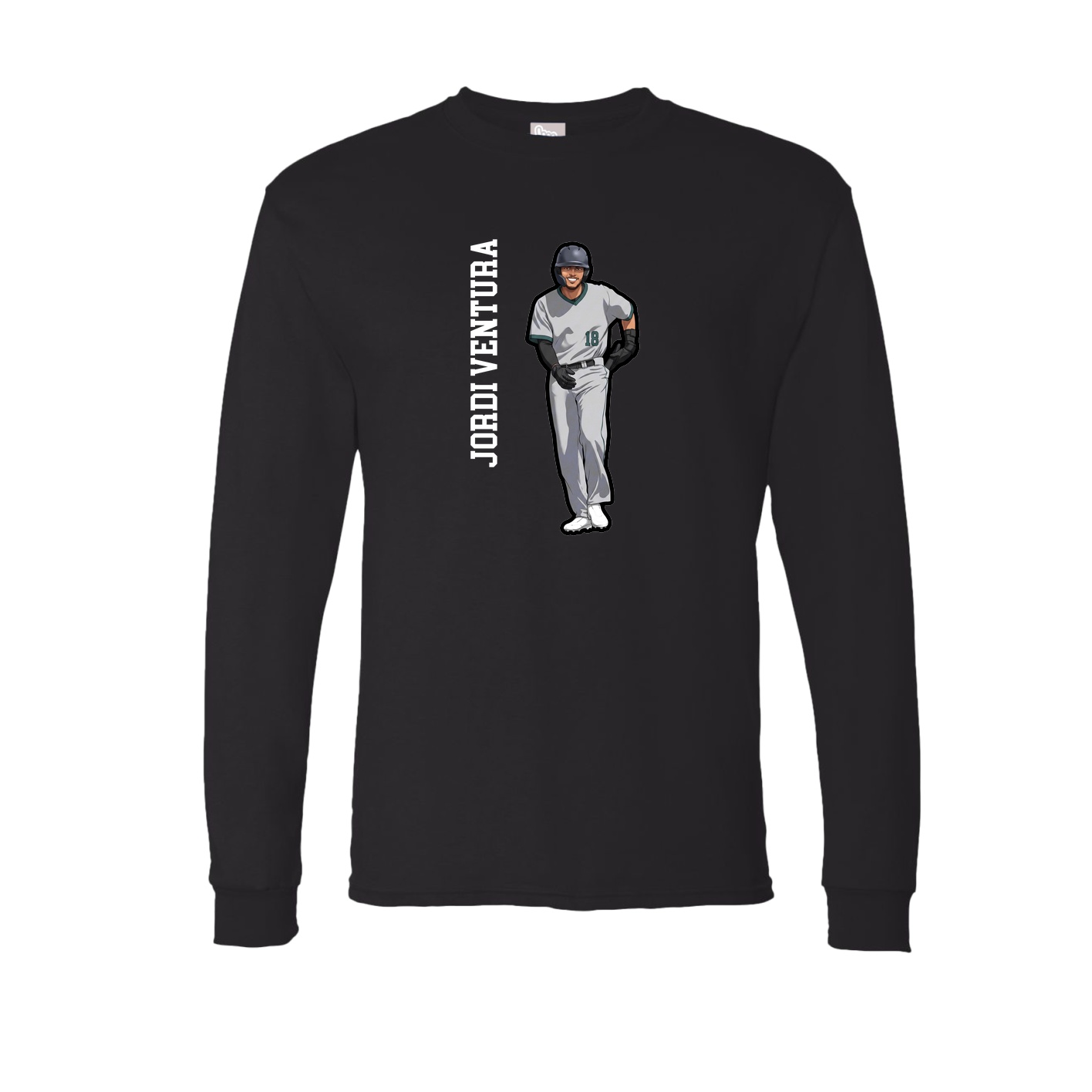 Long Sleeve Tee — Name Vertical in Black