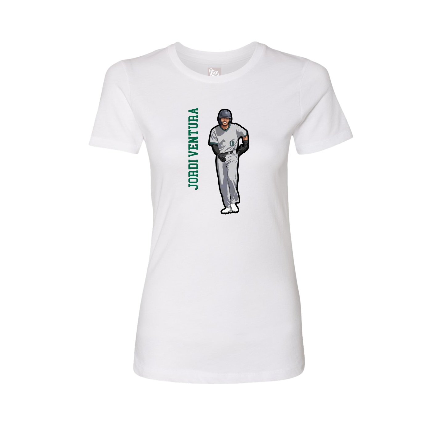 Fitted Women's Tee — Name Vertical in White