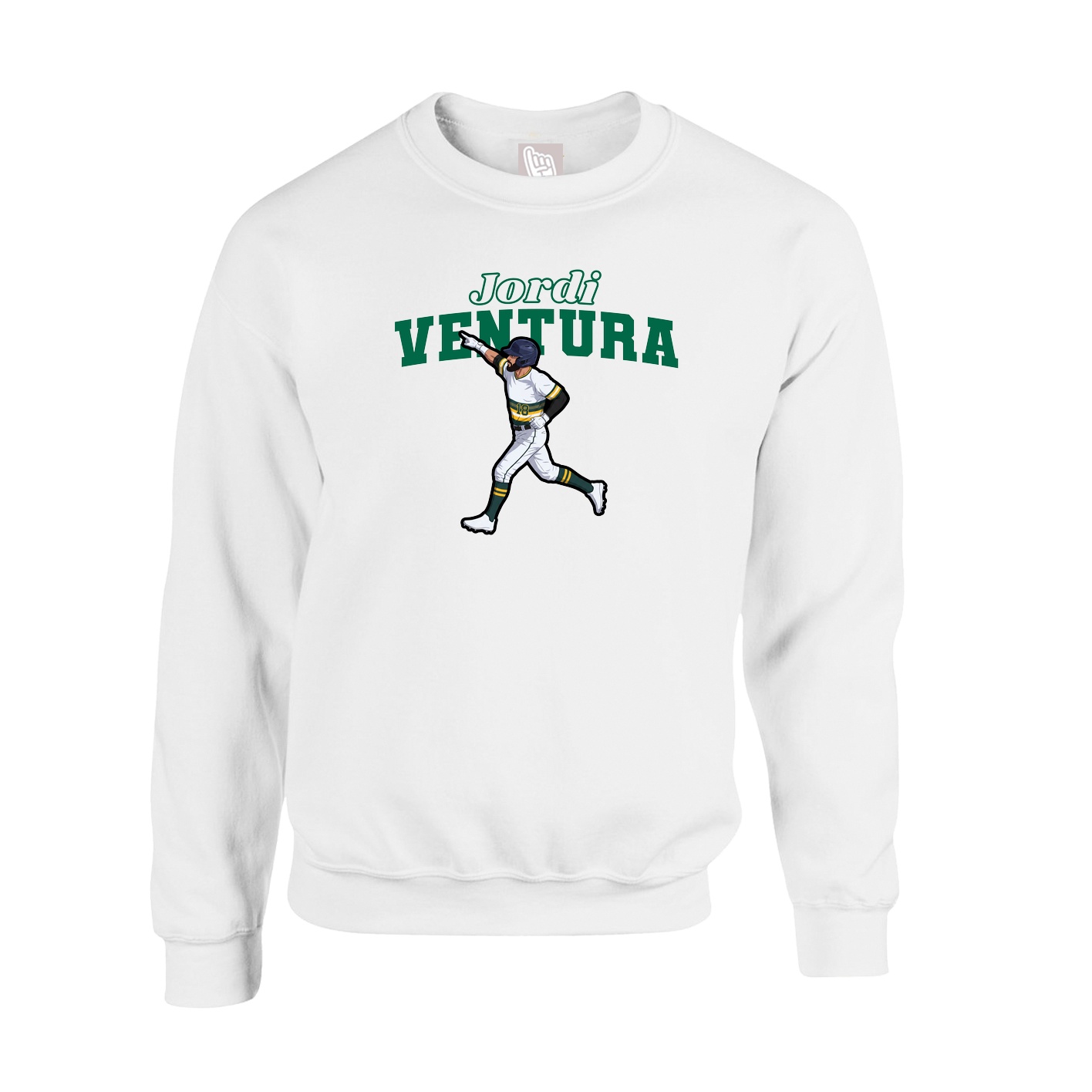 Fleece Crew — Name Arch in White