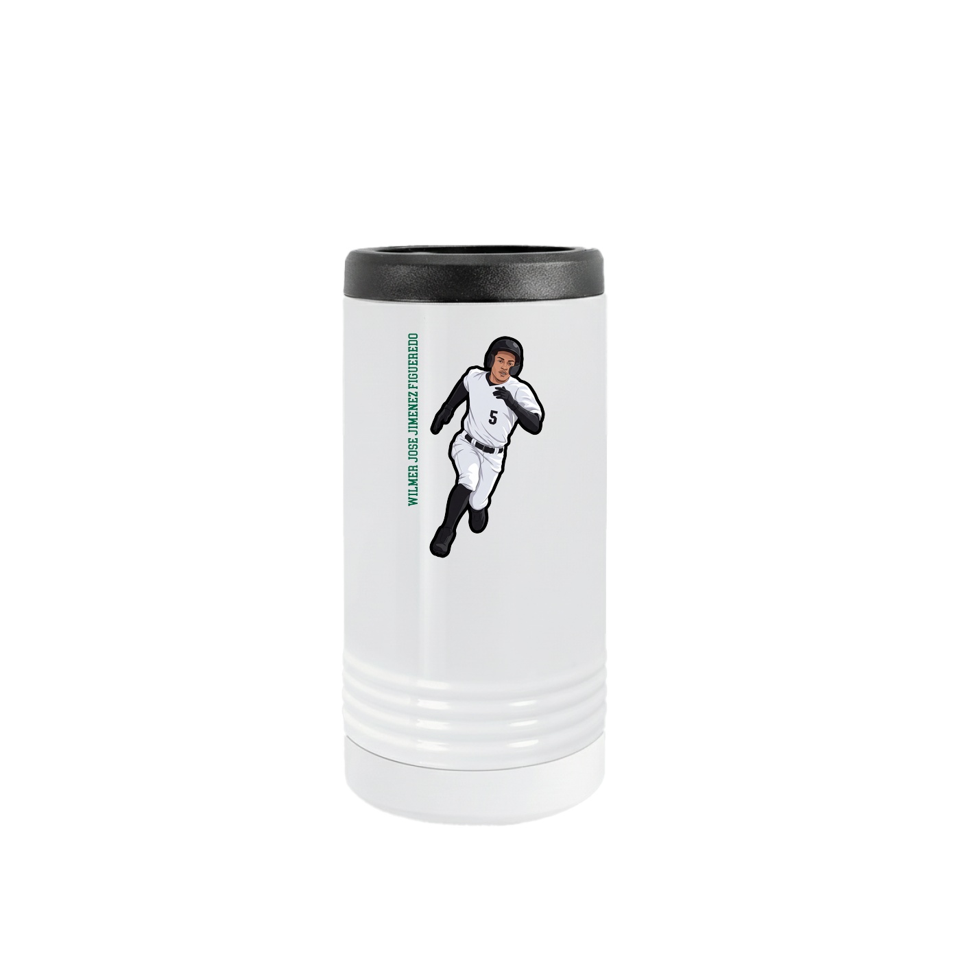 Slim Beverage Holder — Name Vertical in White