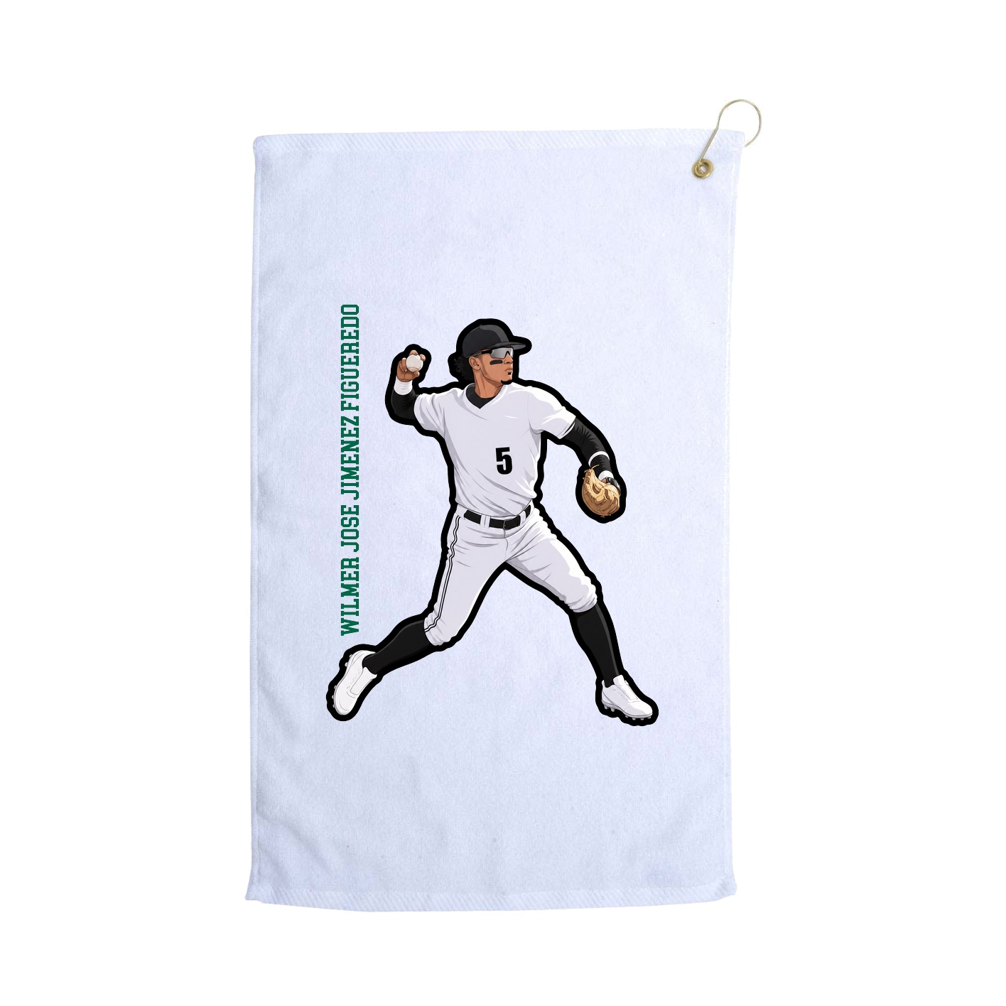 Golf Towel — Name Vertical in White