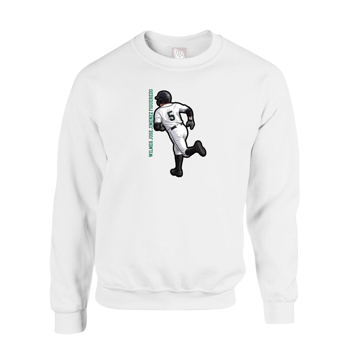 Fleece Crew — Name Vertical in White