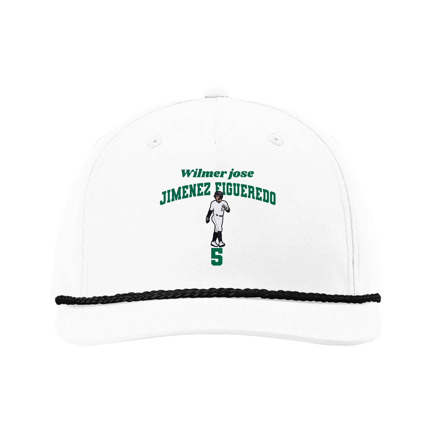 Five-Panel Classic Rope Cap — Signature Arch in White