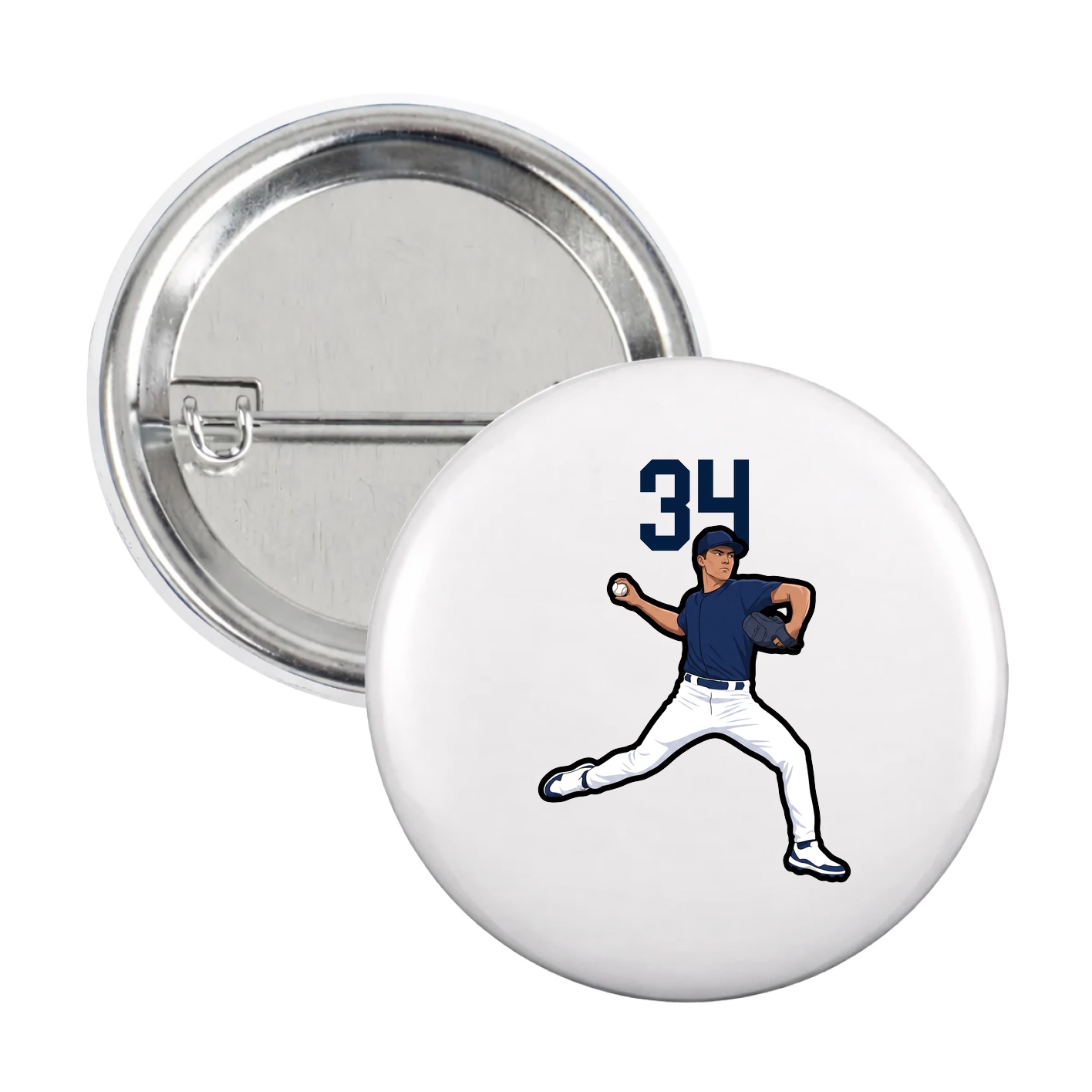 Game Day Button — Number Top in White