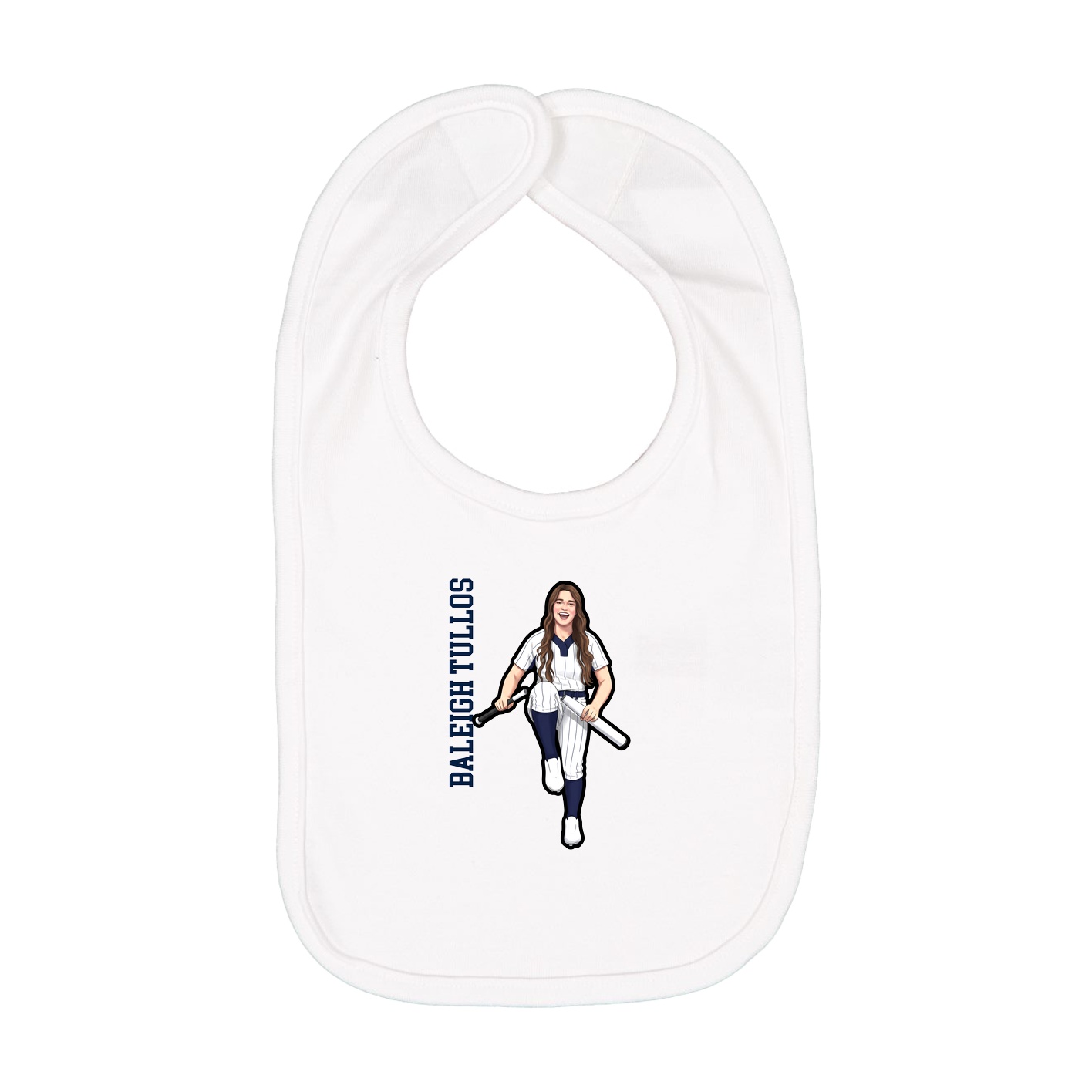 Infant Bib — Name Vertical in White