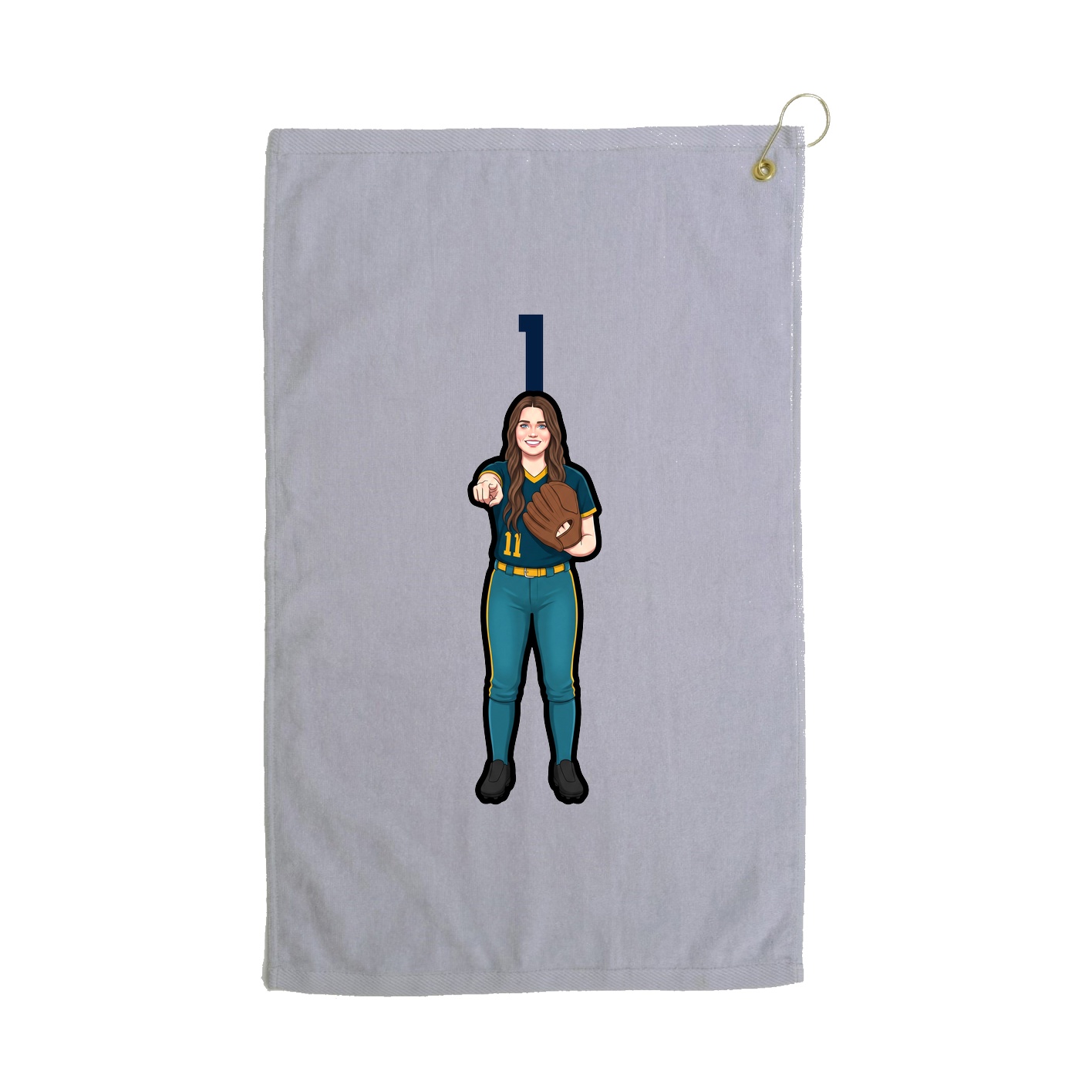 Golf Towel — Number Top in Grey