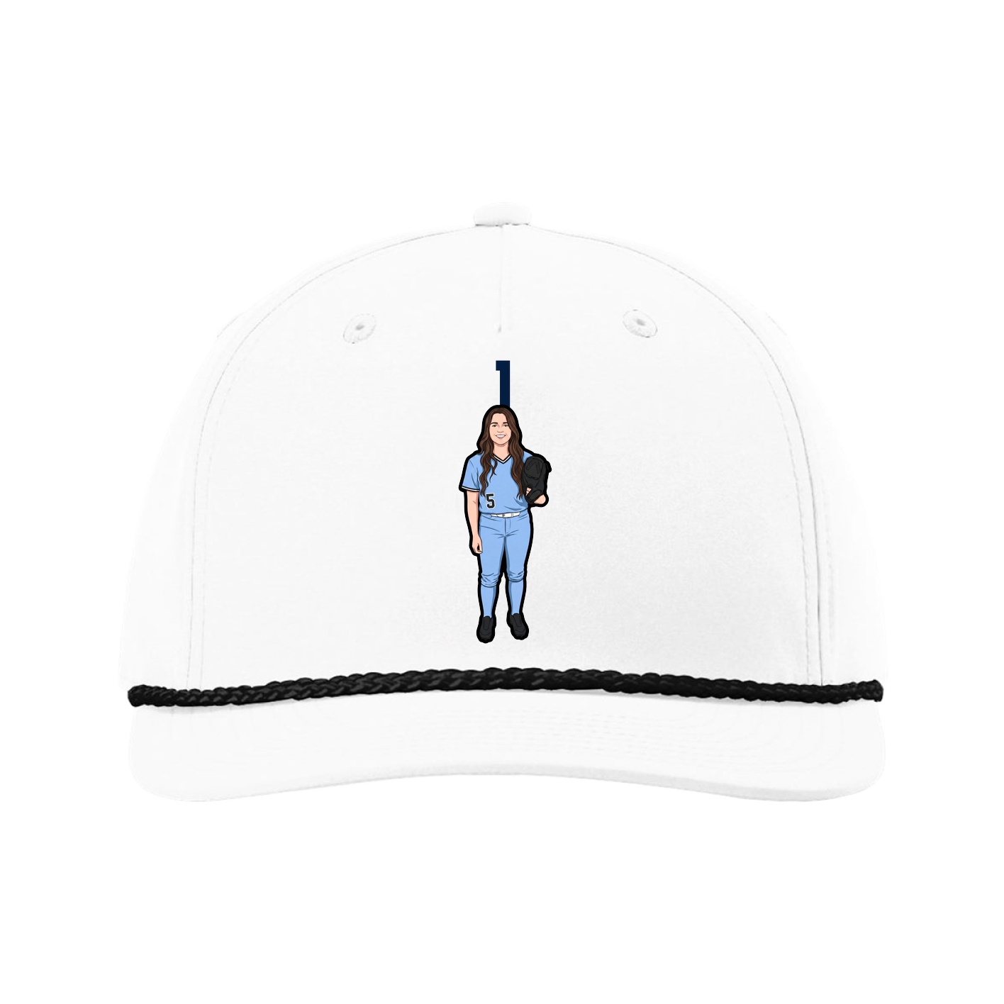Five-Panel Classic Rope Cap — Number Top in White