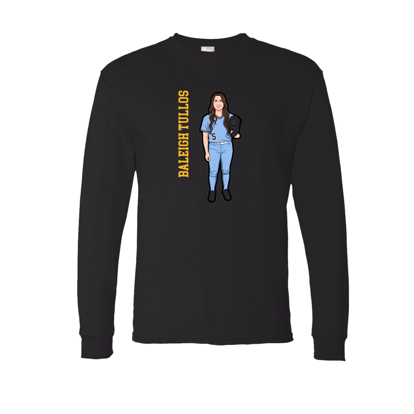 Long Sleeve Tee — Name Vertical in Black