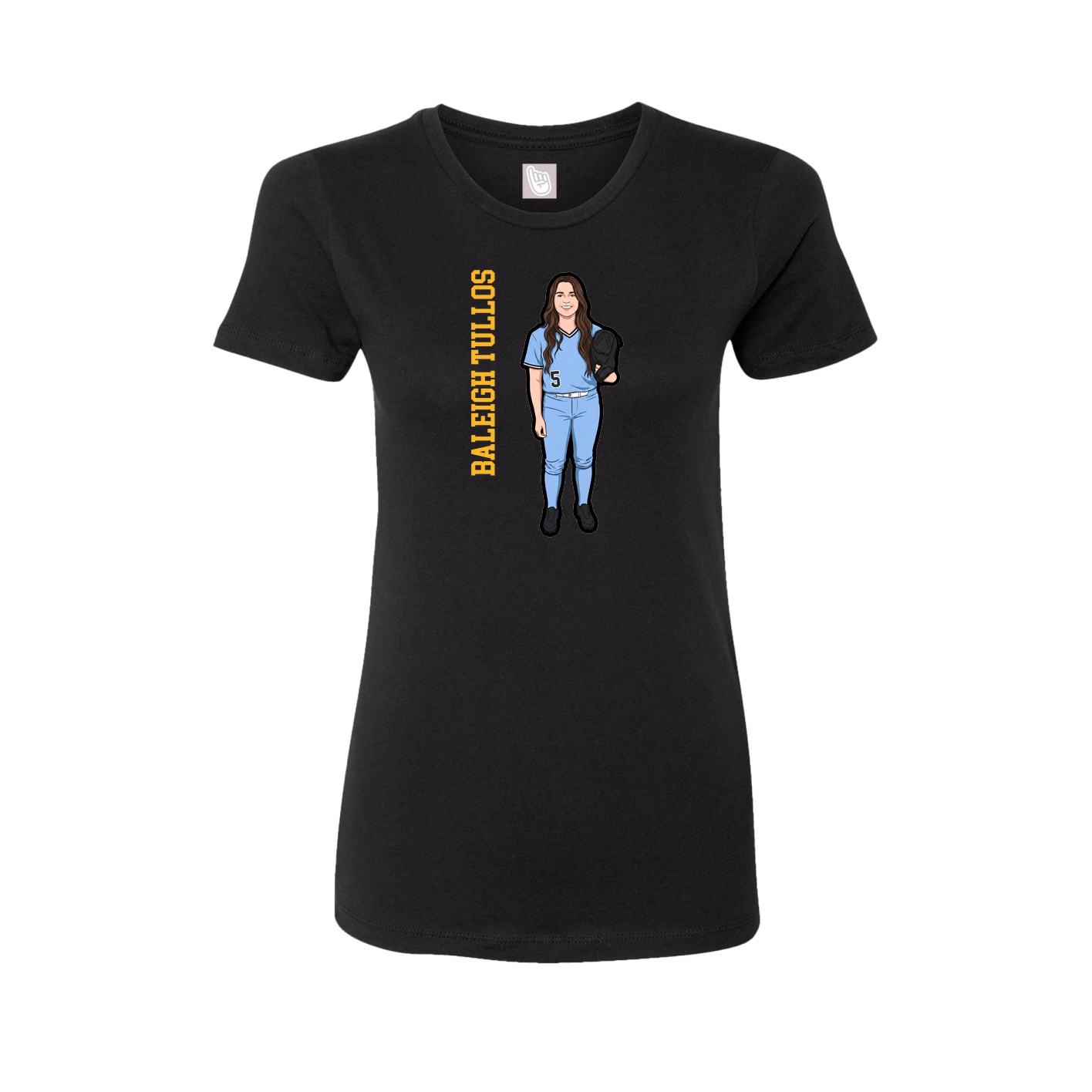 Womens Tee — Name Vertical in Black