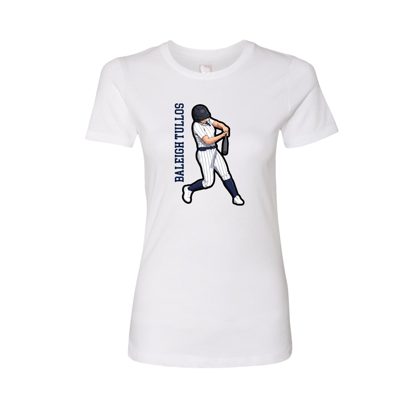 Womens Tee — Name Vertical in White