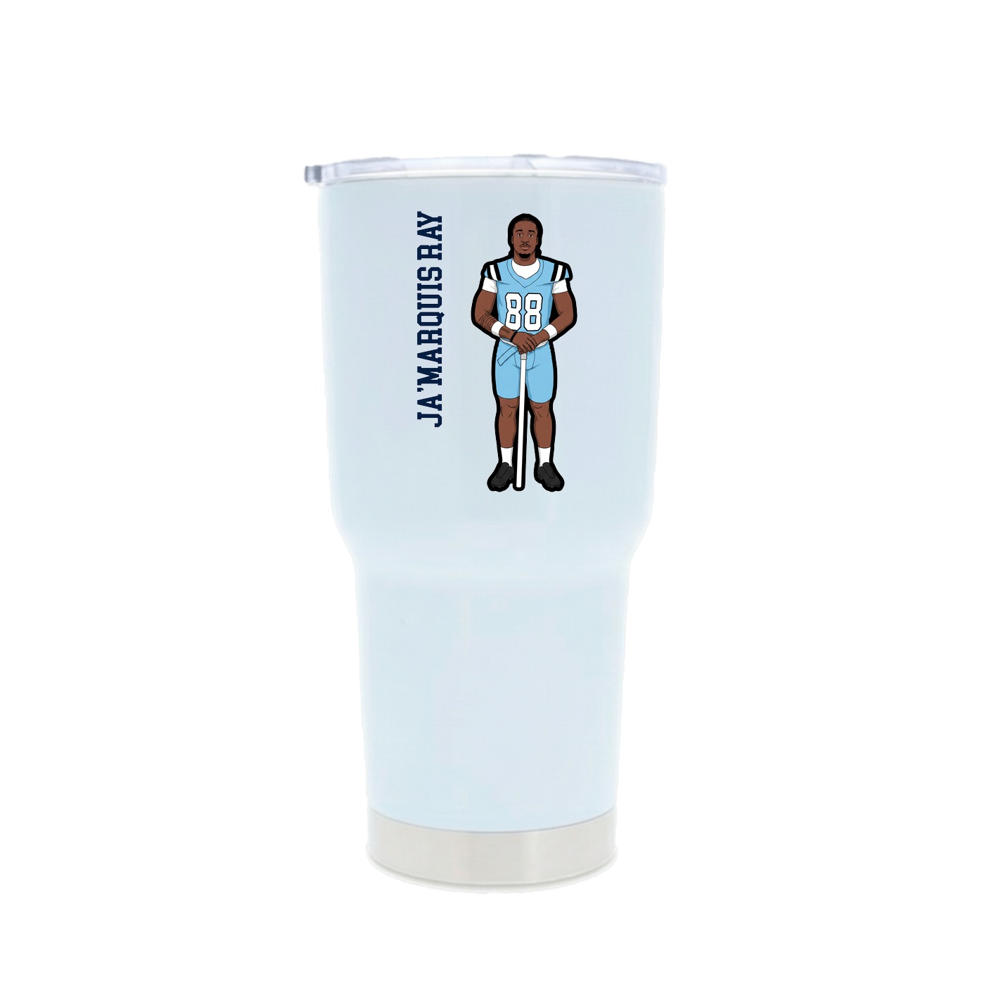 30oz Stainless Steel Tumbler — Name Vertical in White