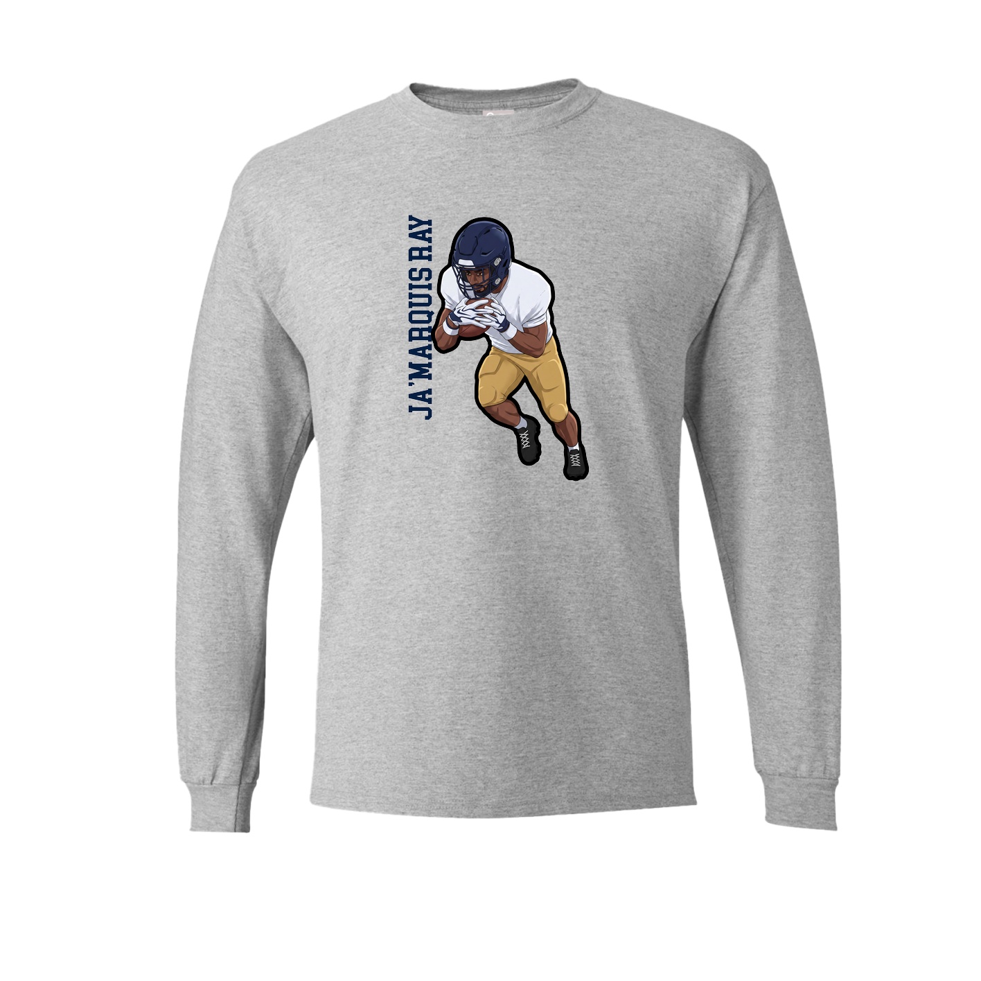 Long Sleeve Tee — Name Vertical in Grey