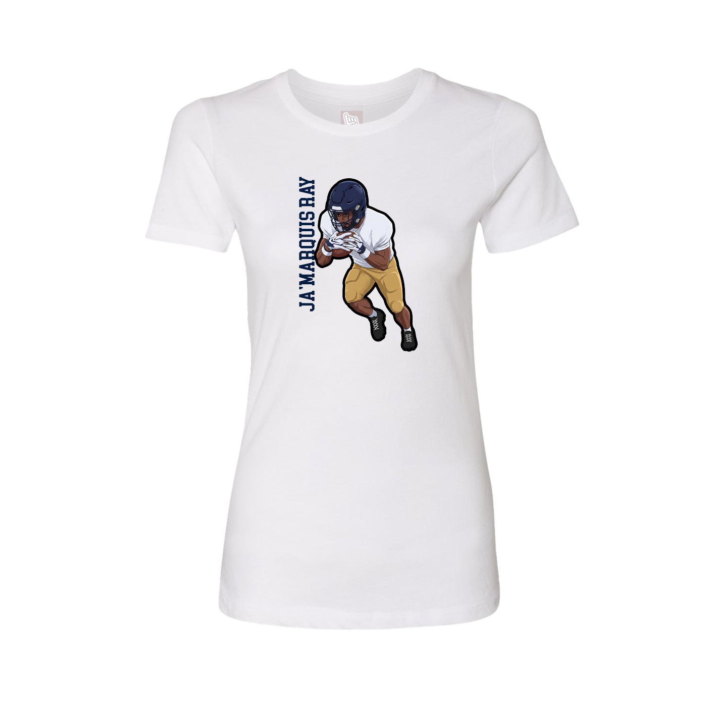 Fitted Women's Tee — Name Vertical in White