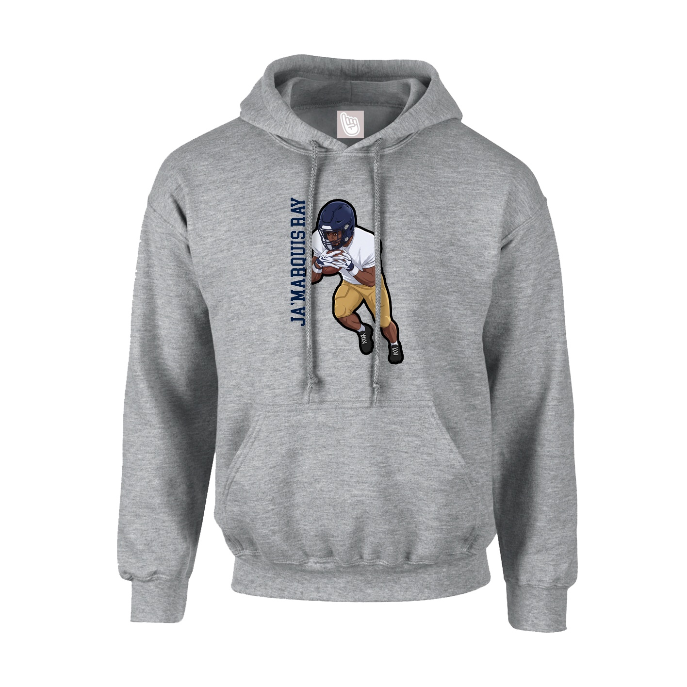 Hoodie — Name Vertical in Grey