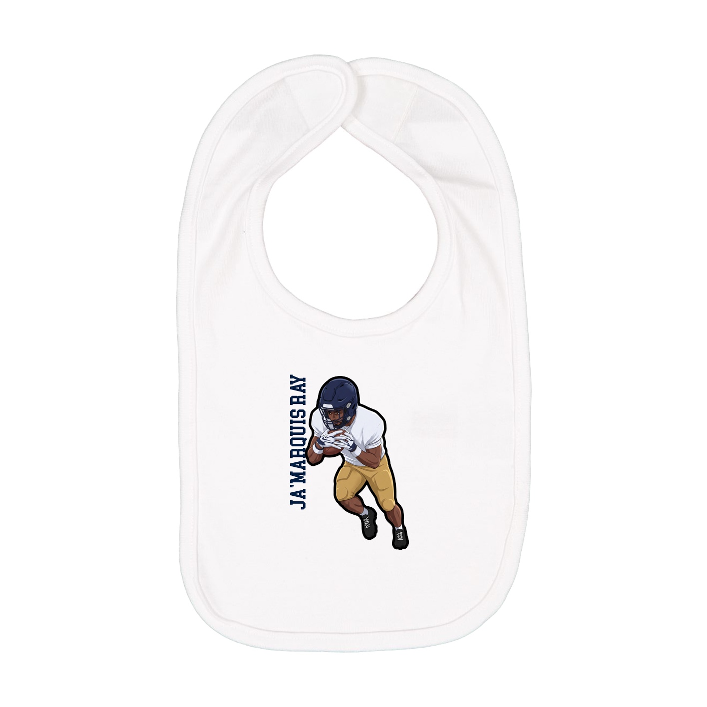 Infant Bib — Name Vertical in White