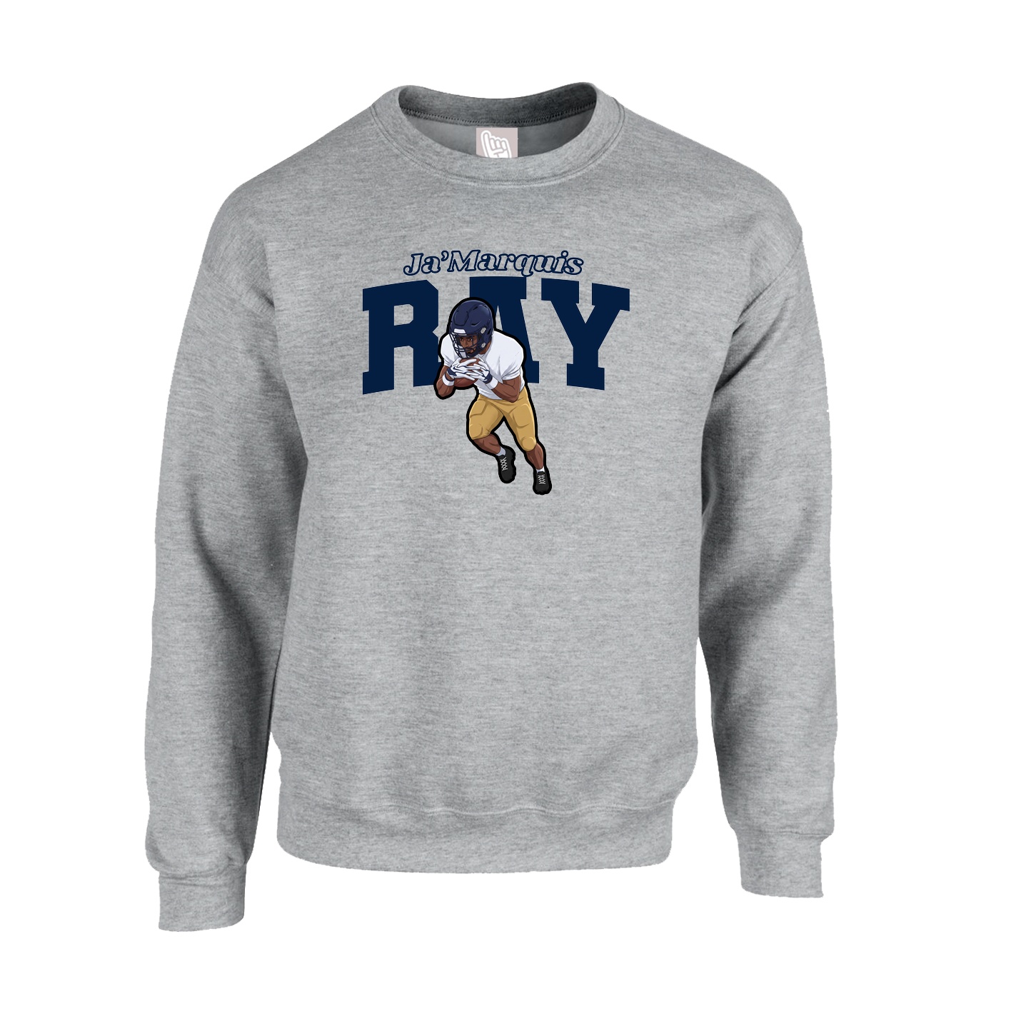 Fleece Crew — Name Arch in Grey