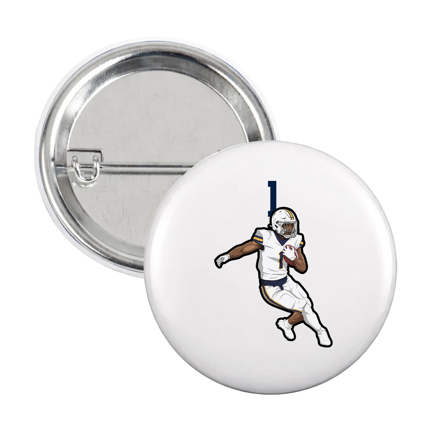 Game Day Button — Number Top in White