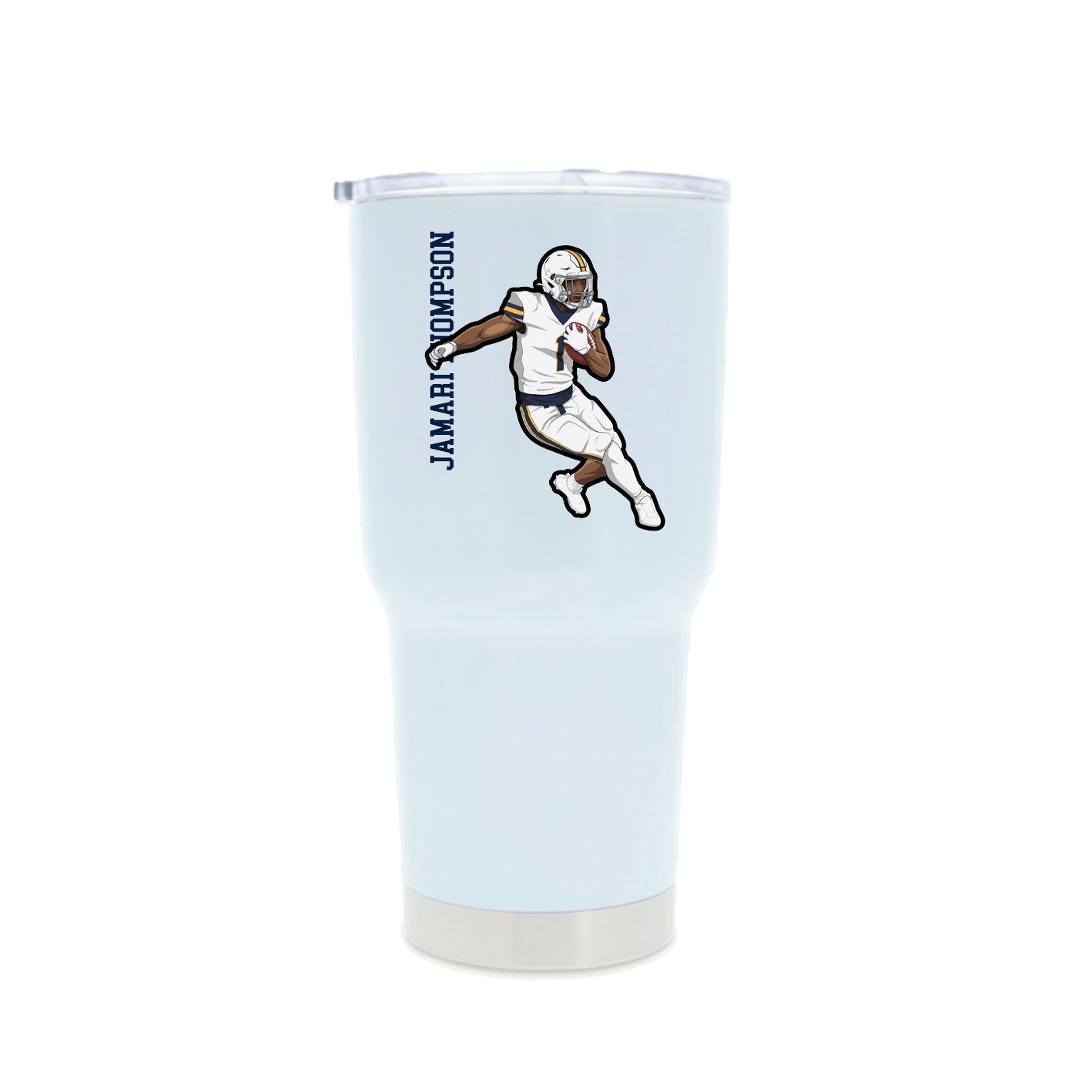 30oz Stainless Steel Tumbler — Name Vertical in White