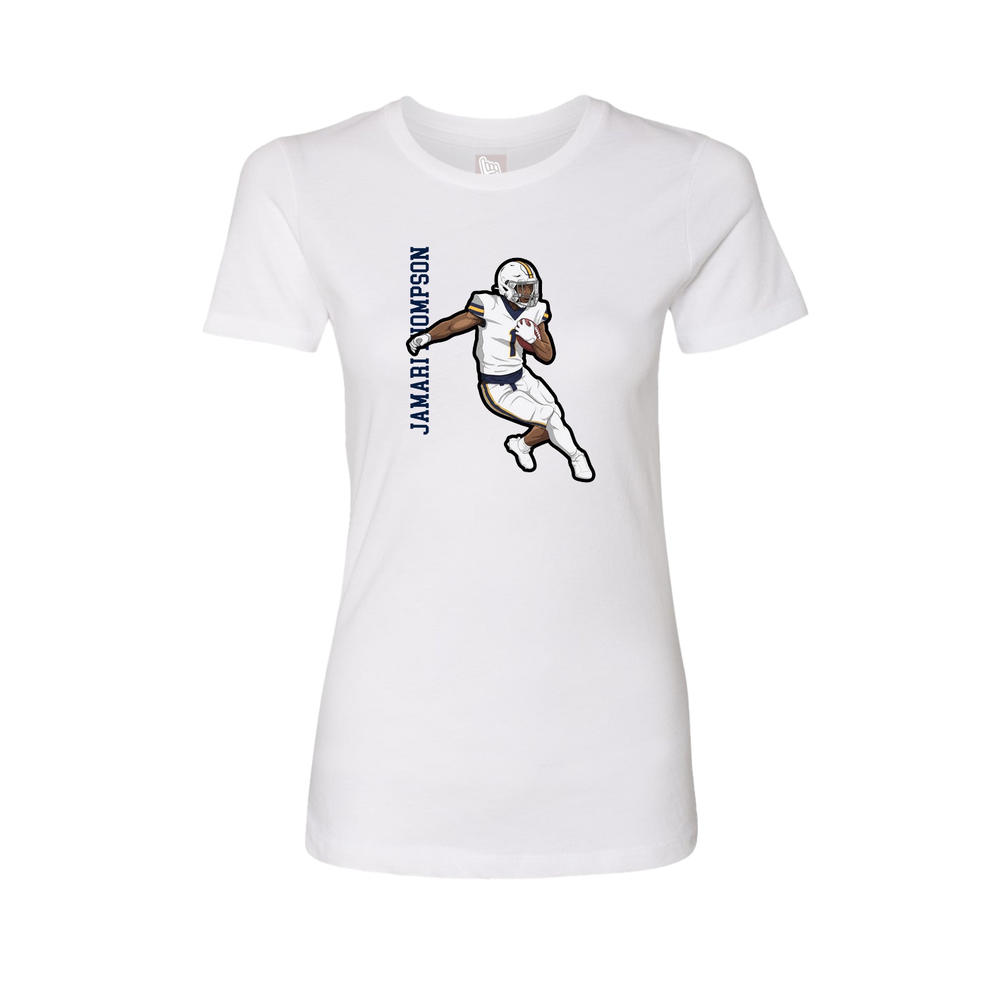 Fitted Women's Tee — Name Vertical in White