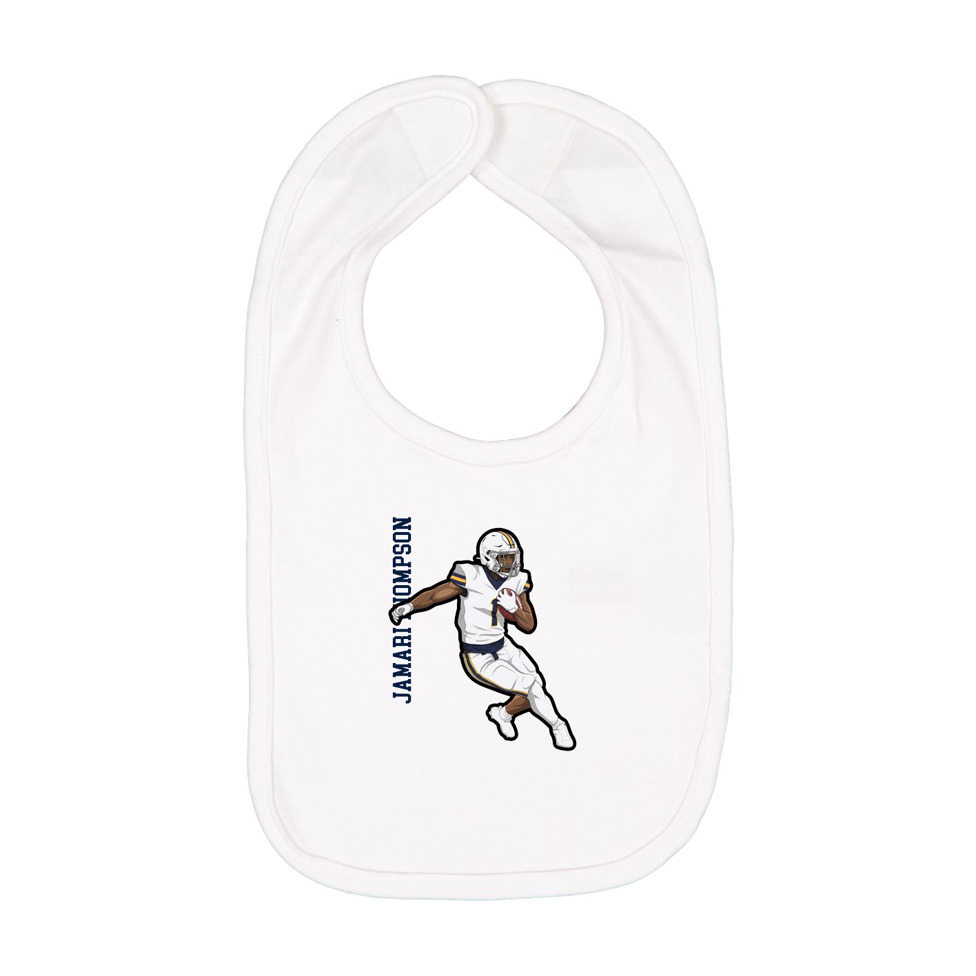 Infant Bib — Name Vertical in White