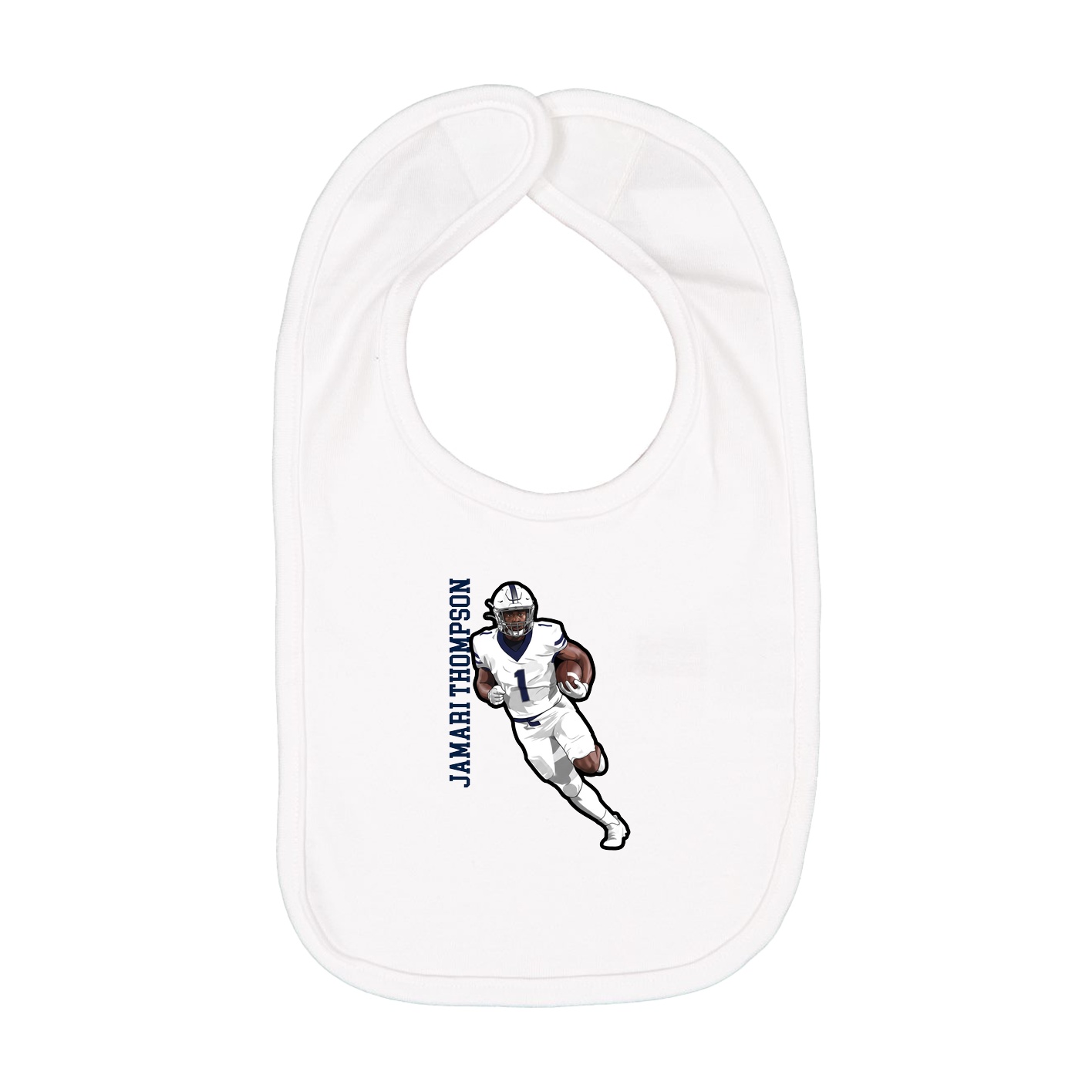 Infant Bib — Name Vertical in White