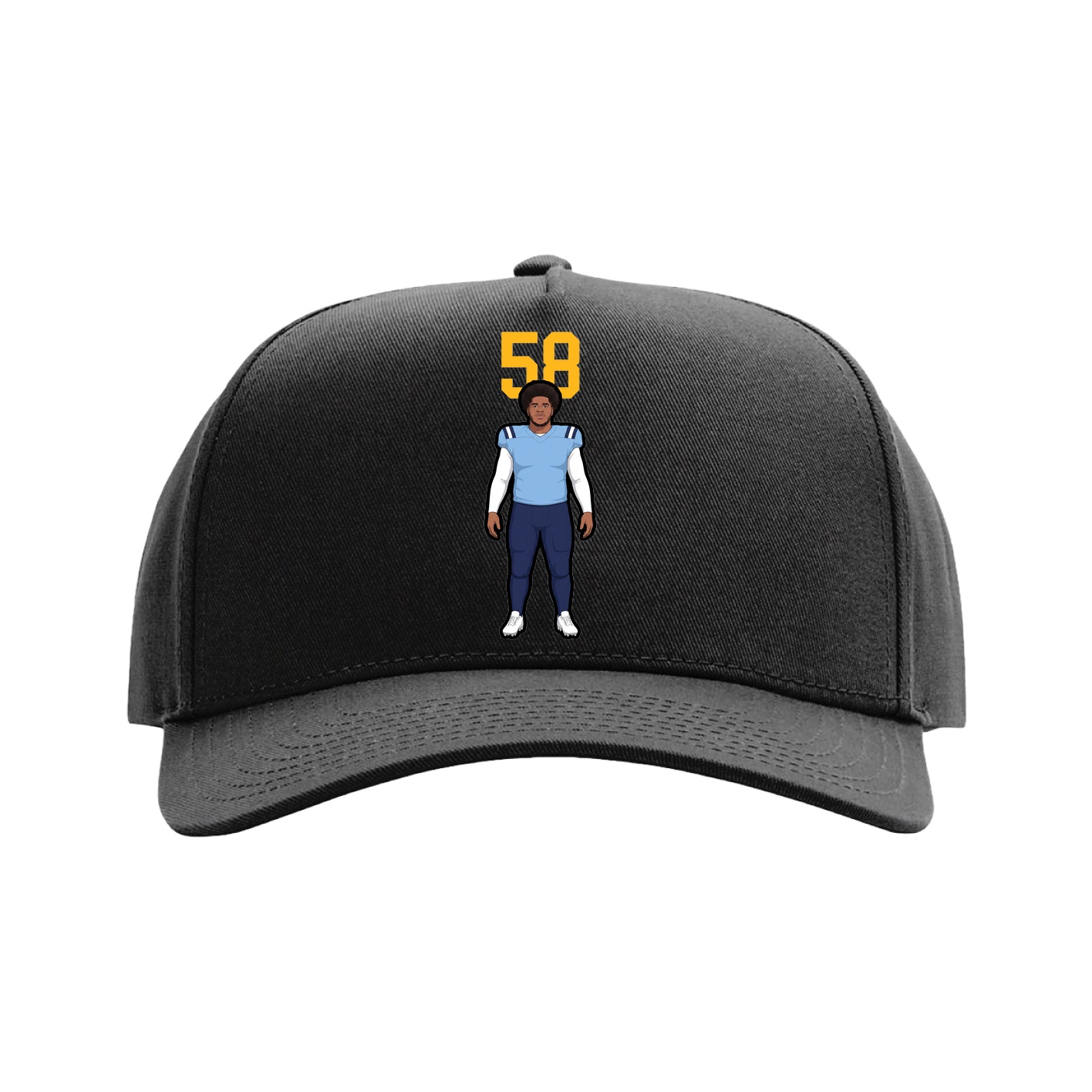 Full Fabric Five-Panel Champ Cap — Number Top in Black