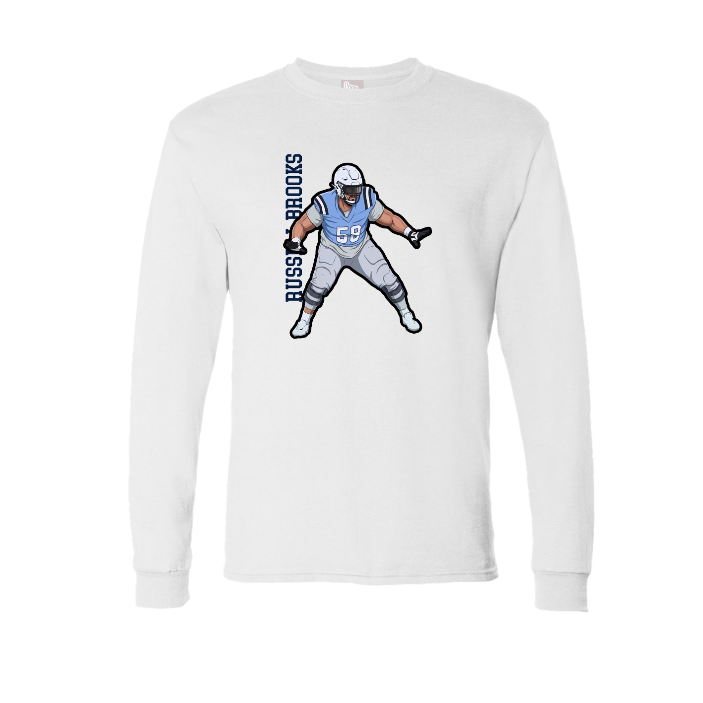 Long Sleeve Tee — Name Vertical in White