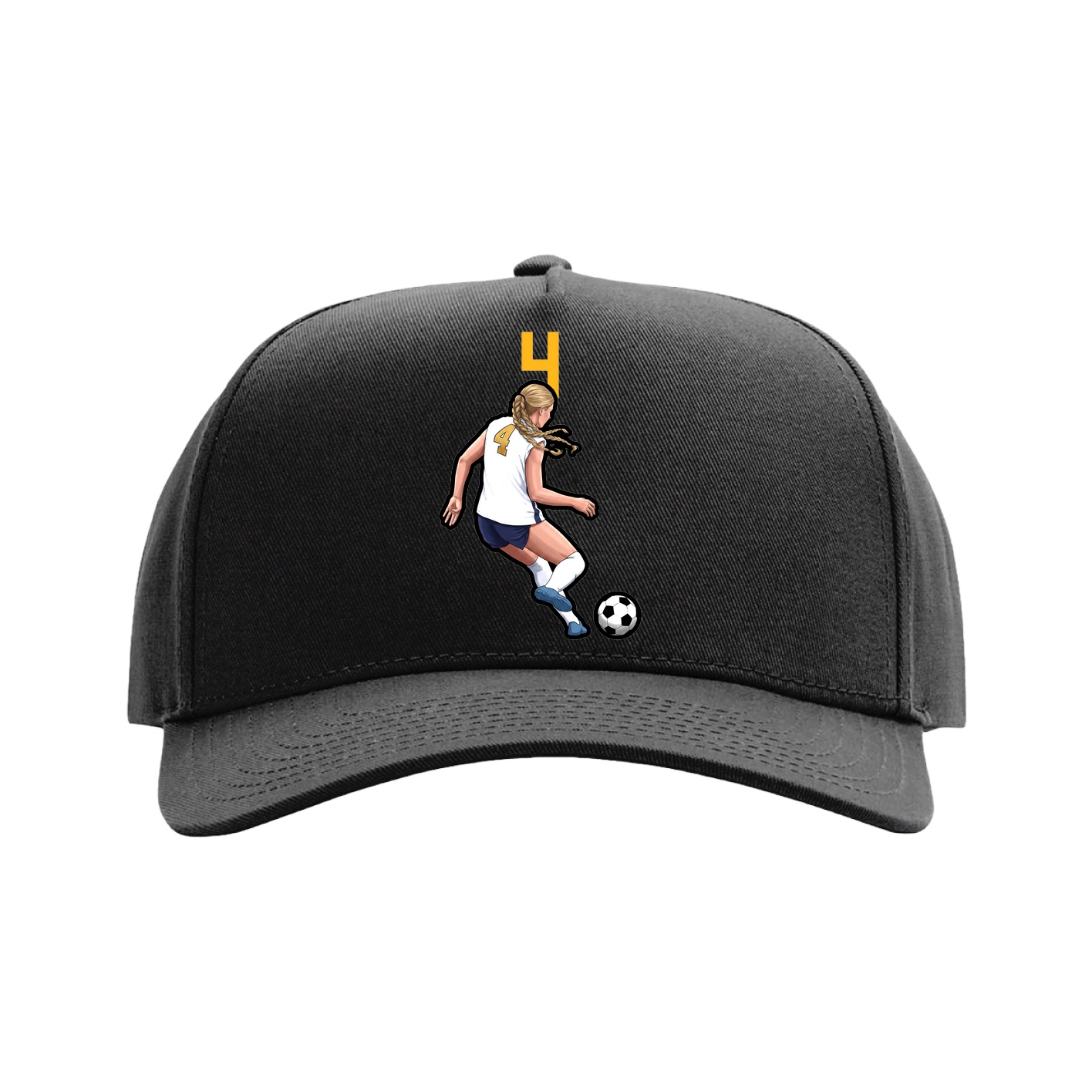 Full Fabric Five-Panel Champ Cap — Number Top in Black