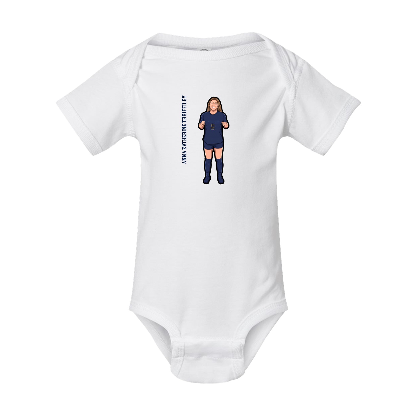 Baby Onesie — Name Vertical in White