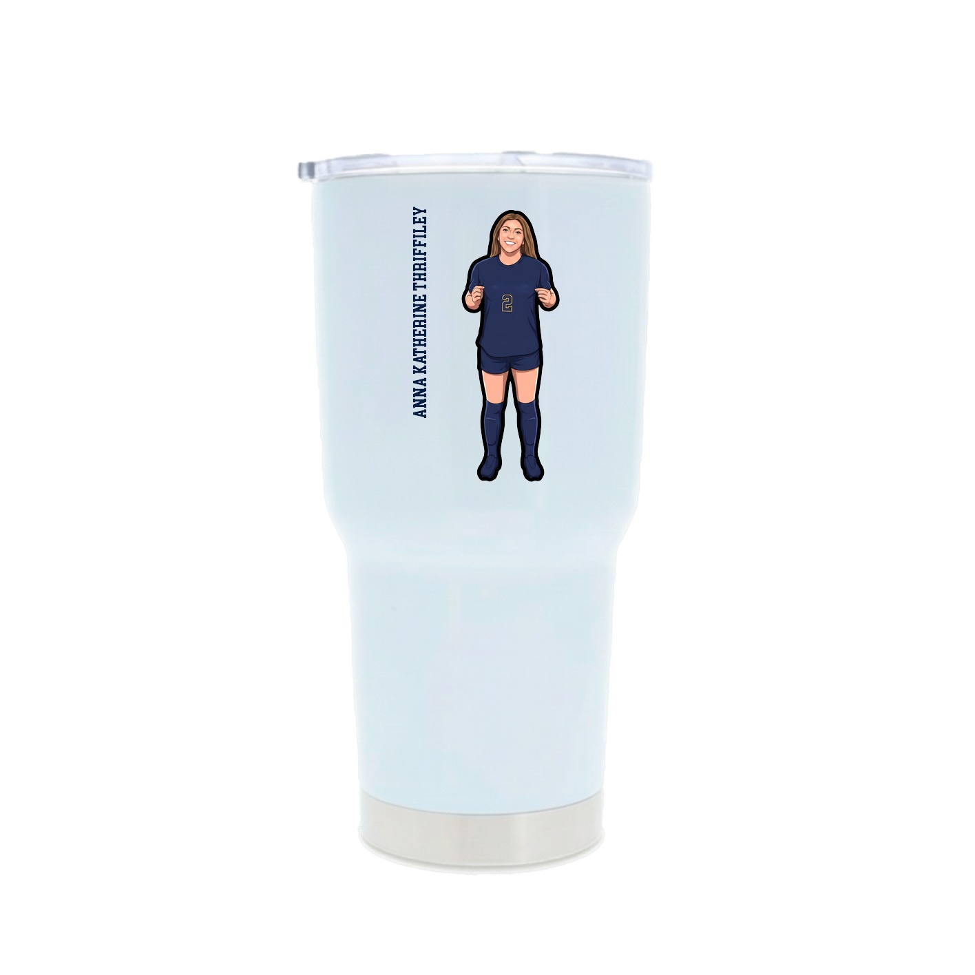 30oz Stainless Steel Tumbler — Name Vertical in White