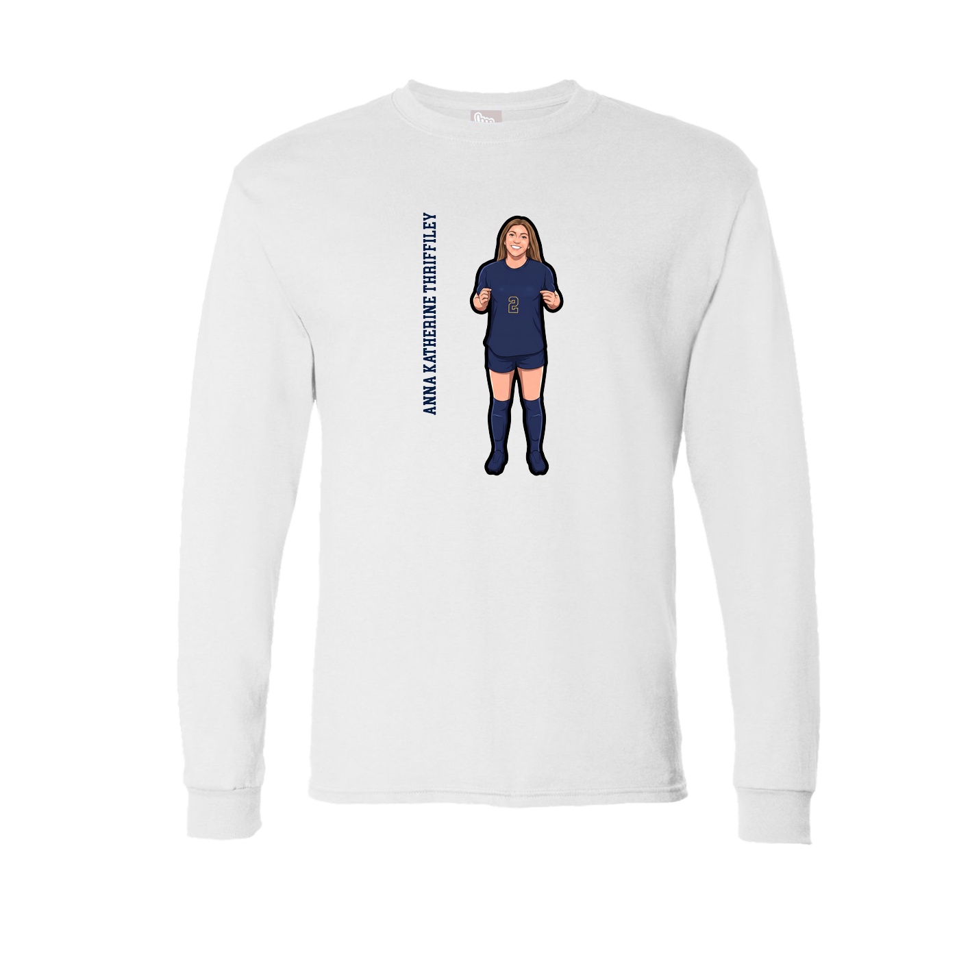 Long Sleeve Tee — Name Vertical in White