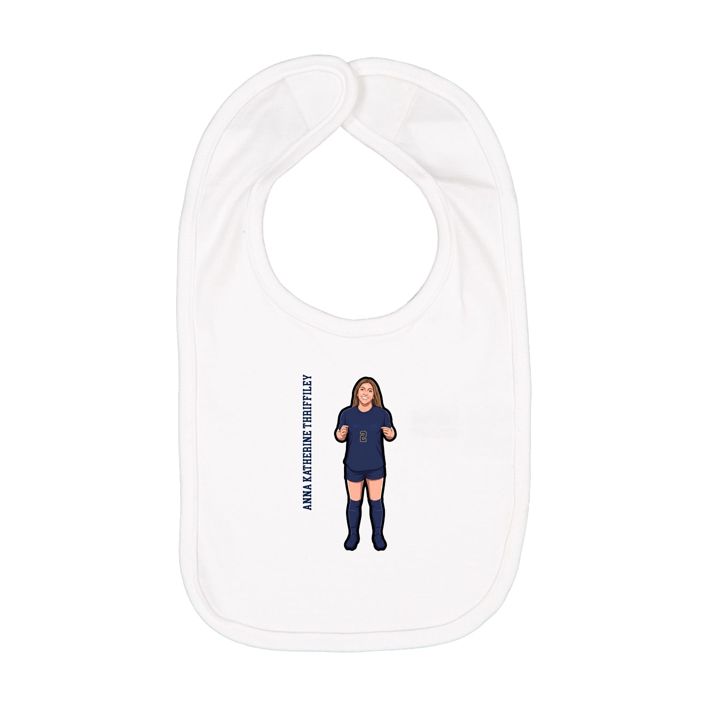 Infant Bib — Name Vertical in White