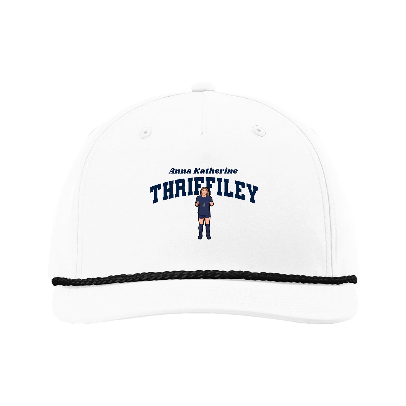 Five-Panel Classic Rope Cap — Signature Arch in White