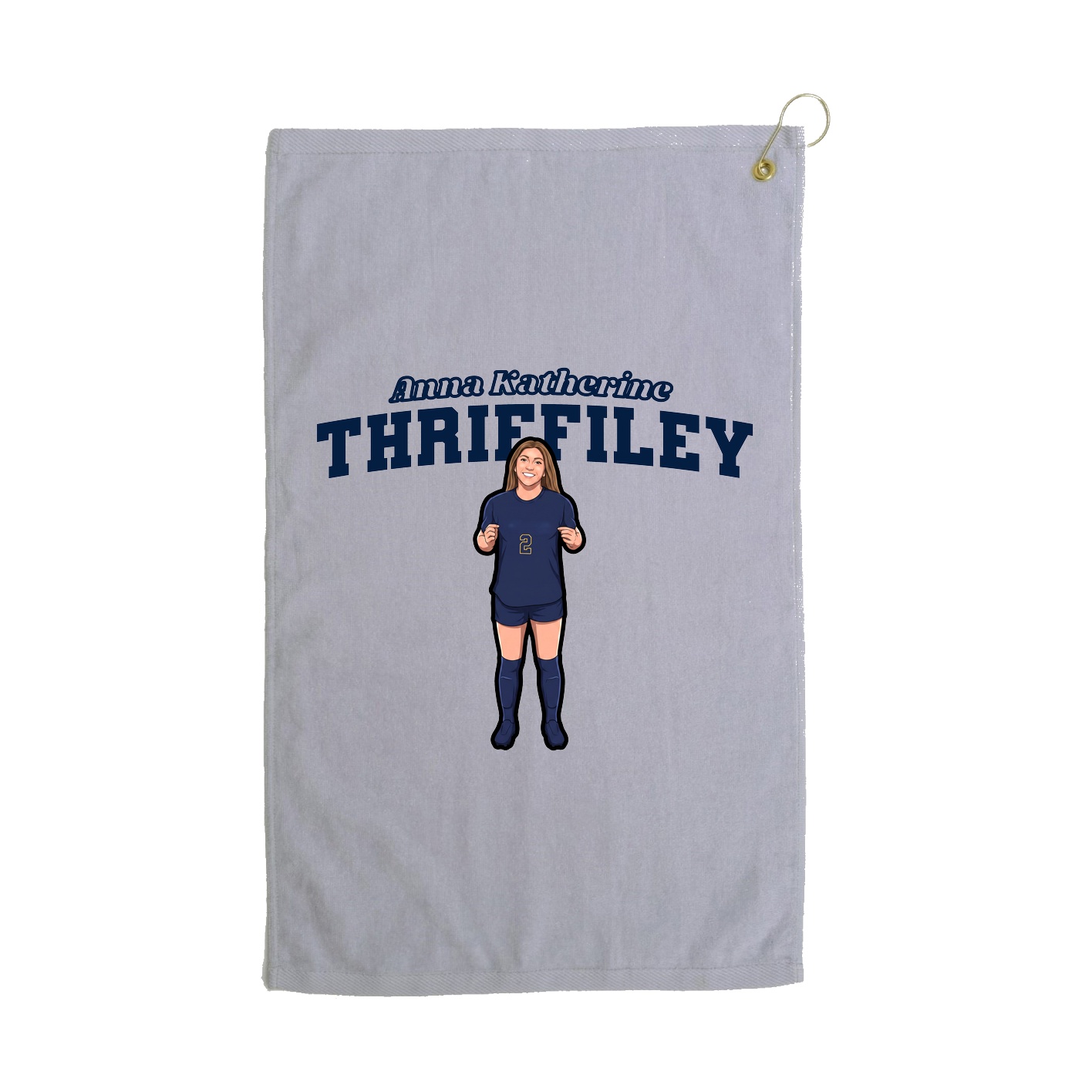 Golf Towel — Name Arch in Grey
