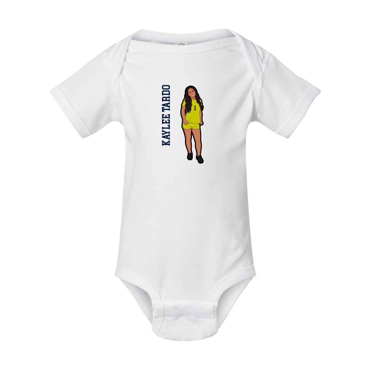 Baby Onesie — Name Vertical in White