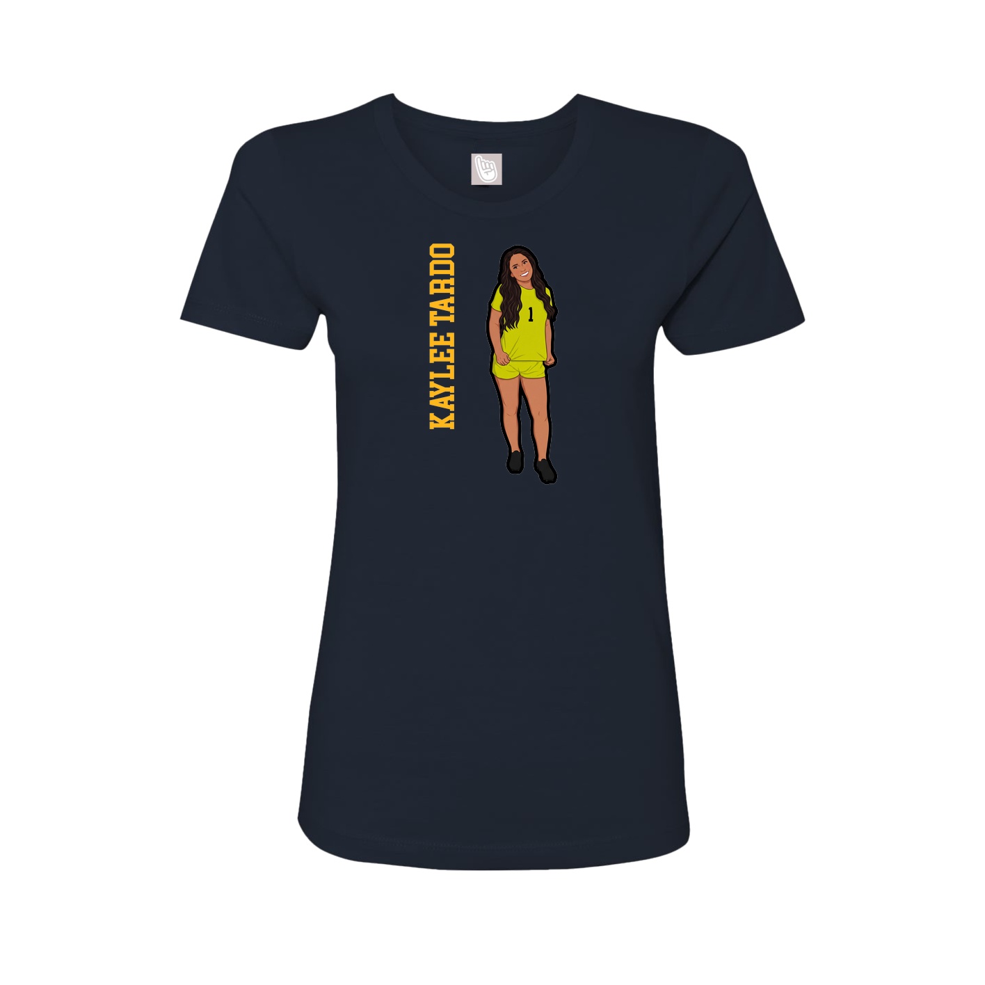 Fitted Women's Tee — Name Vertical in Navy