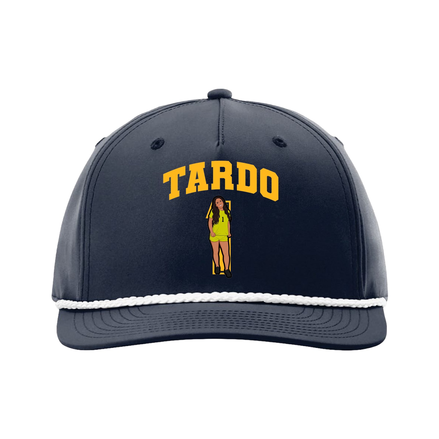 Five-Panel Classic Rope Cap — Number in Navy