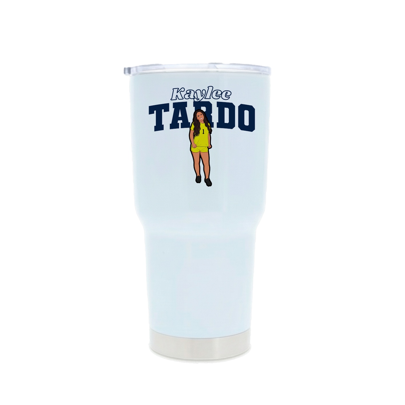 30oz Stainless Steel Tumbler — Name Arch in White