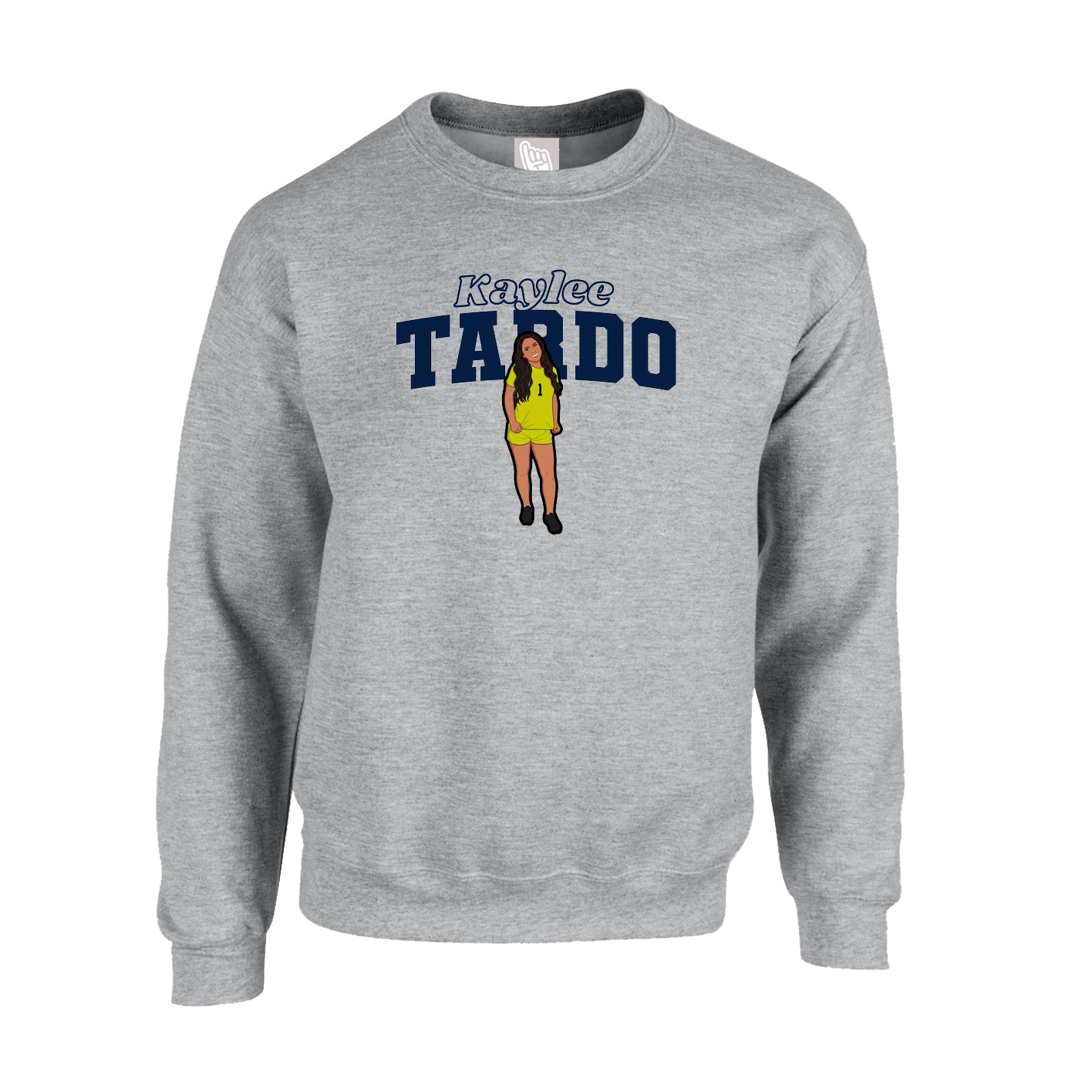 Fleece Crew — Name Arch in Grey