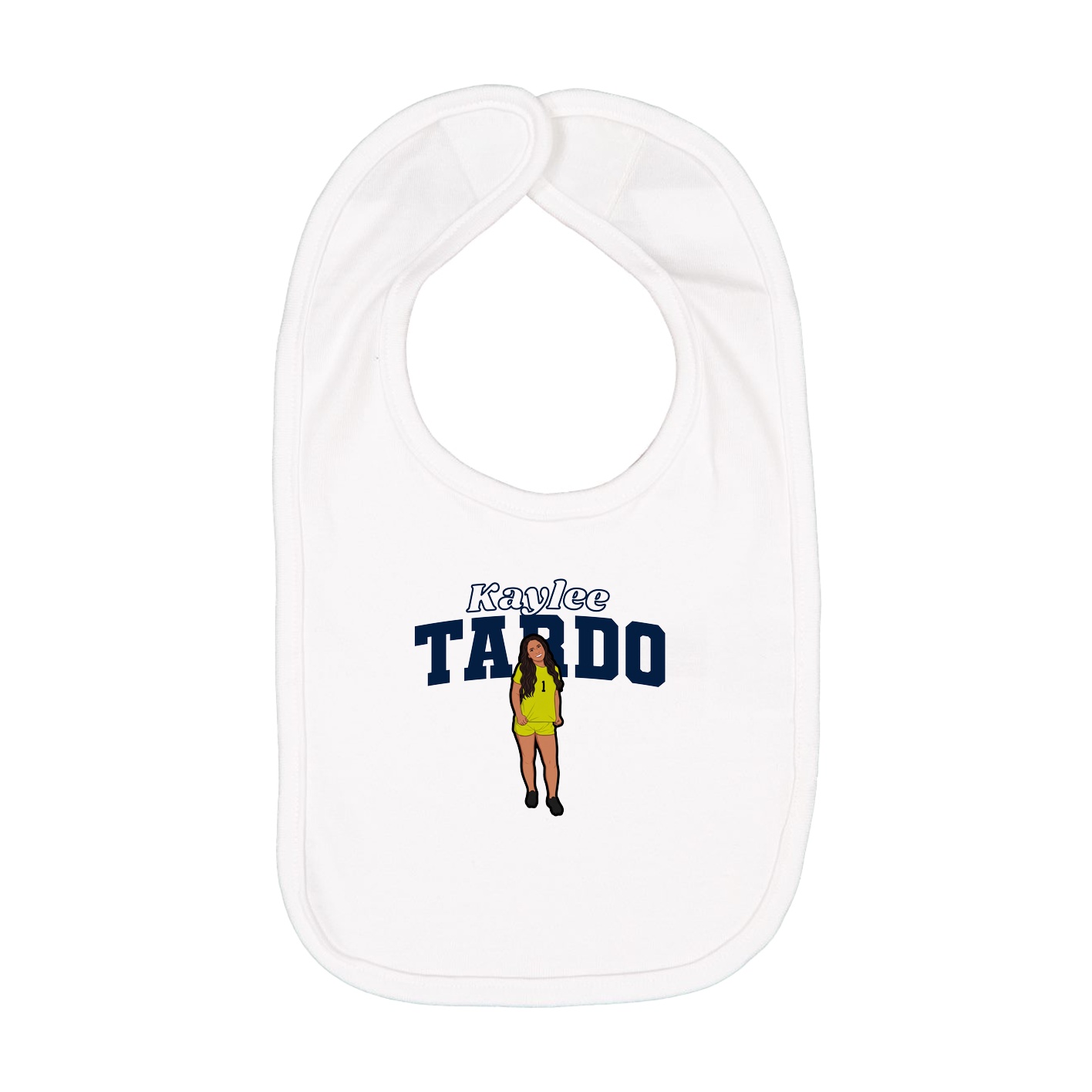 Infant Bib — Name Arch in White