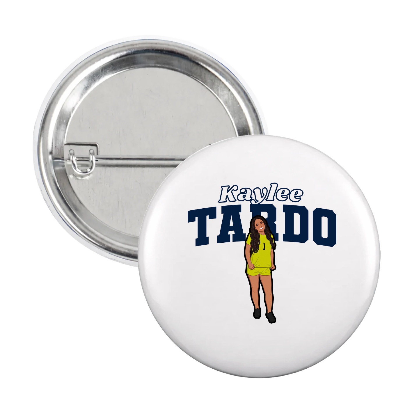 Game Day Button — Name Arch in White